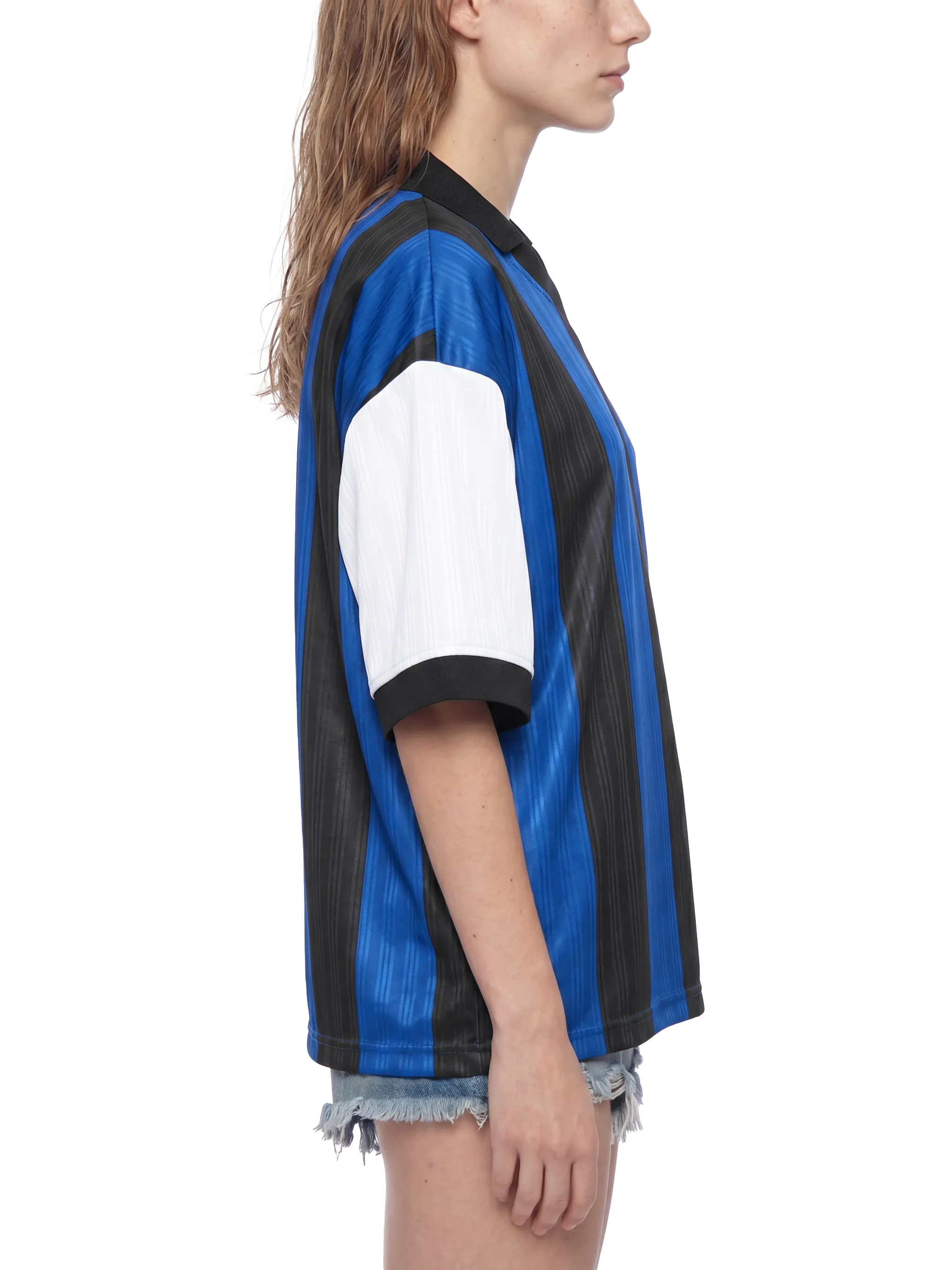 Unisex Boxy Striped Collared Soccer Jersey