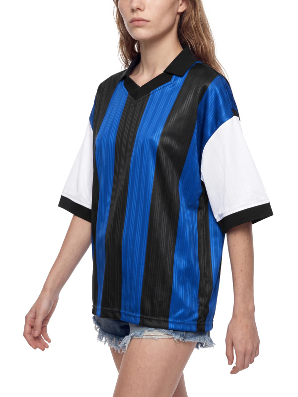 Unisex Boxy Striped Collared Soccer Jersey