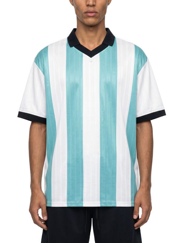 Unisex Boxy Striped Collared Soccer Jersey