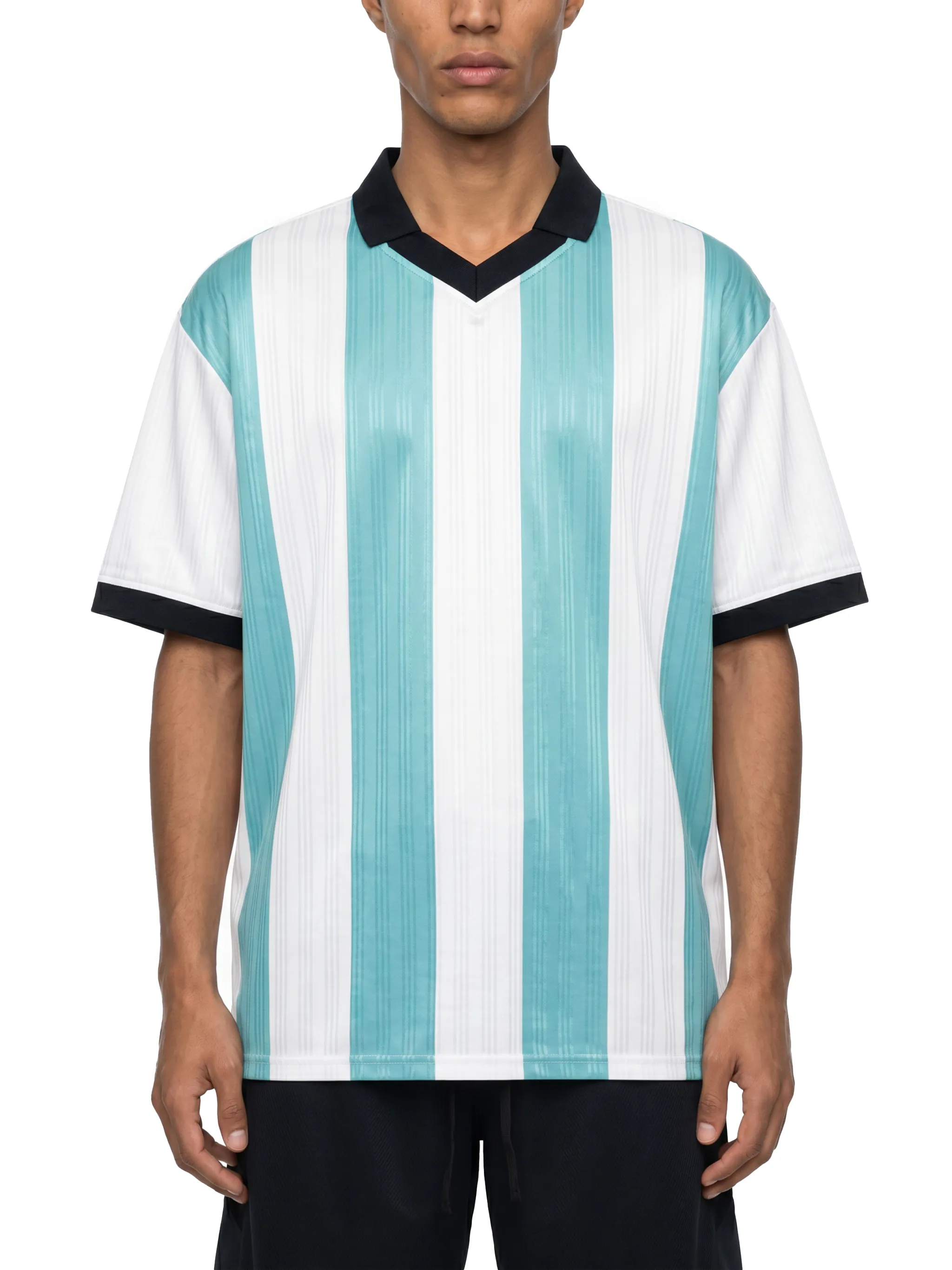 Unisex Boxy Striped Collared Soccer Jersey