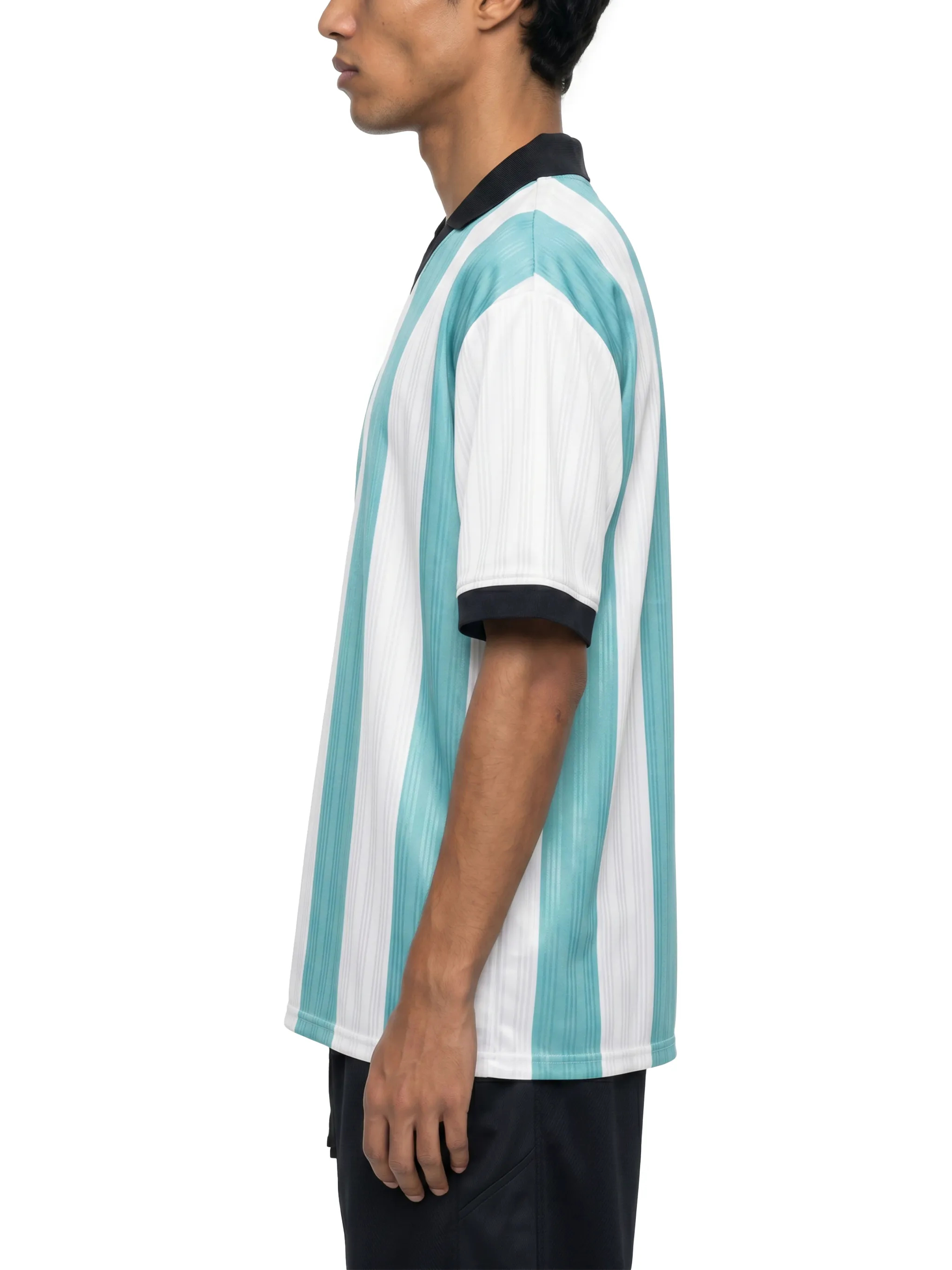 Unisex Boxy Striped Collared Soccer Jersey