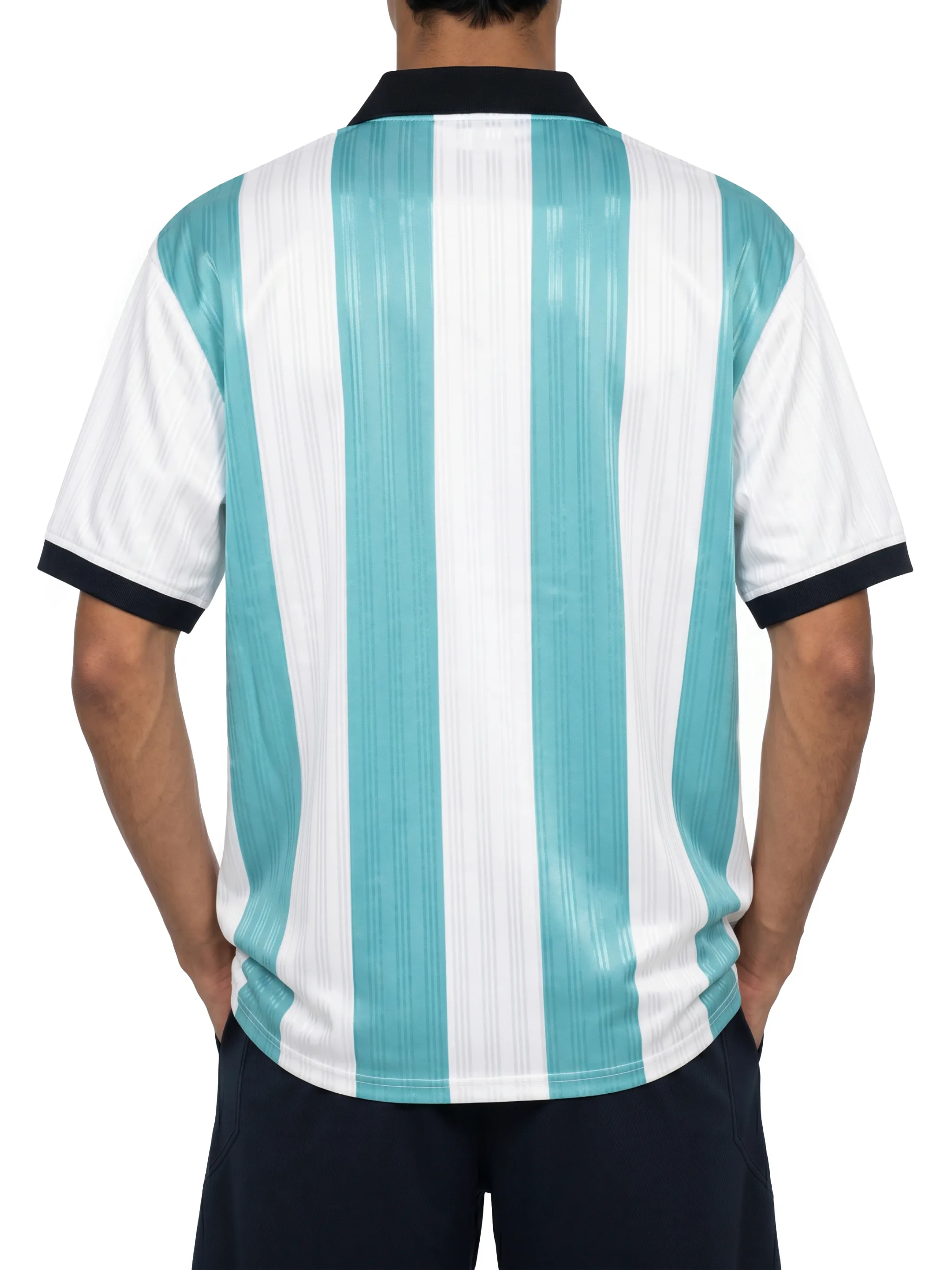 Unisex Boxy Striped Collared Soccer Jersey