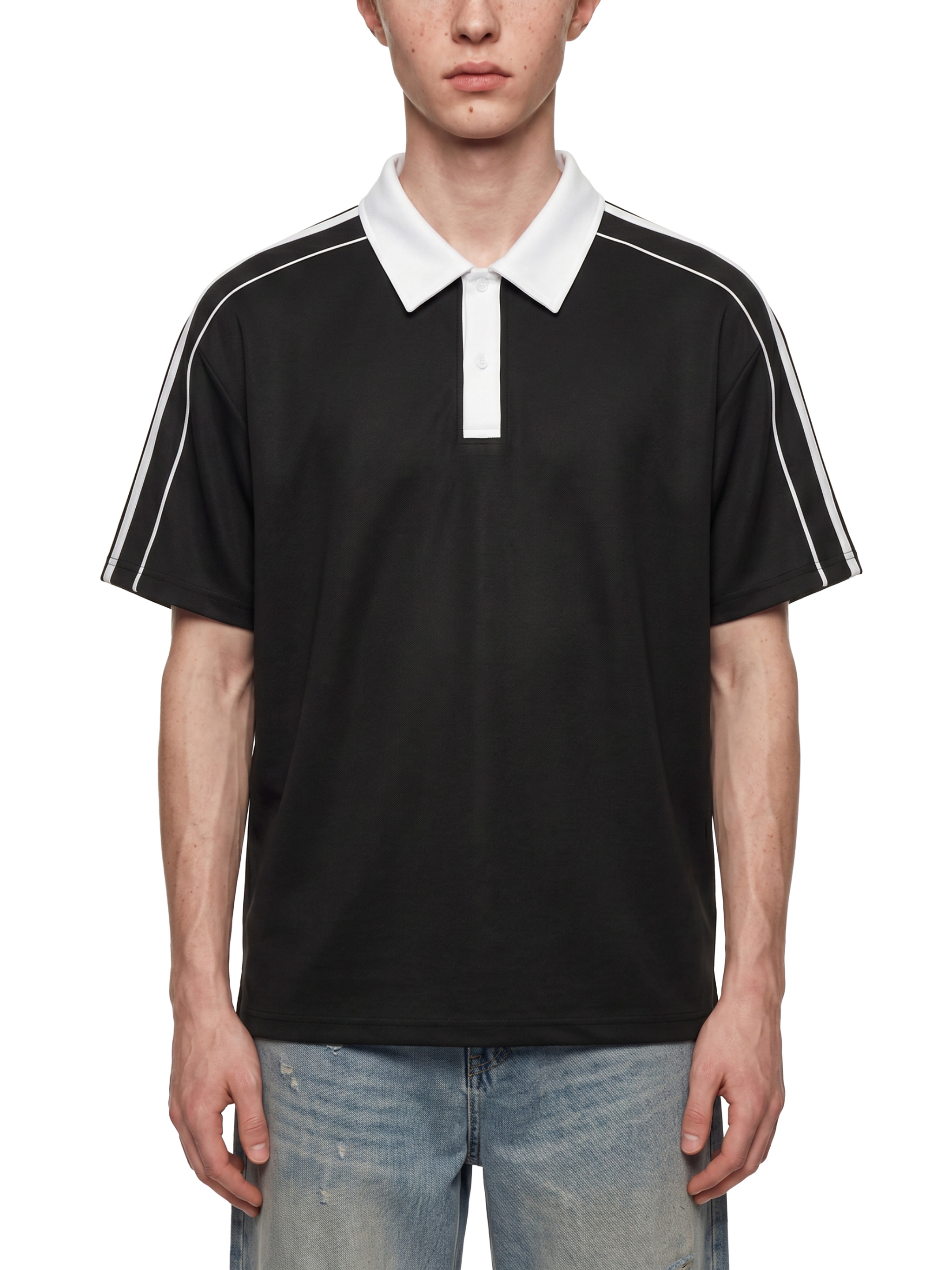 Contrast Collar Short-Sleeve Polo Shirt #PL0004 | TAPSTITCH