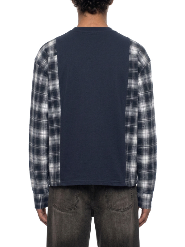 Unisex Plaid Panel Long Sleeve T-Shirt