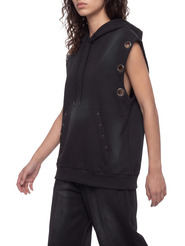 Unisex Vintage Wash Sun Fade Sleeveless Hoodie