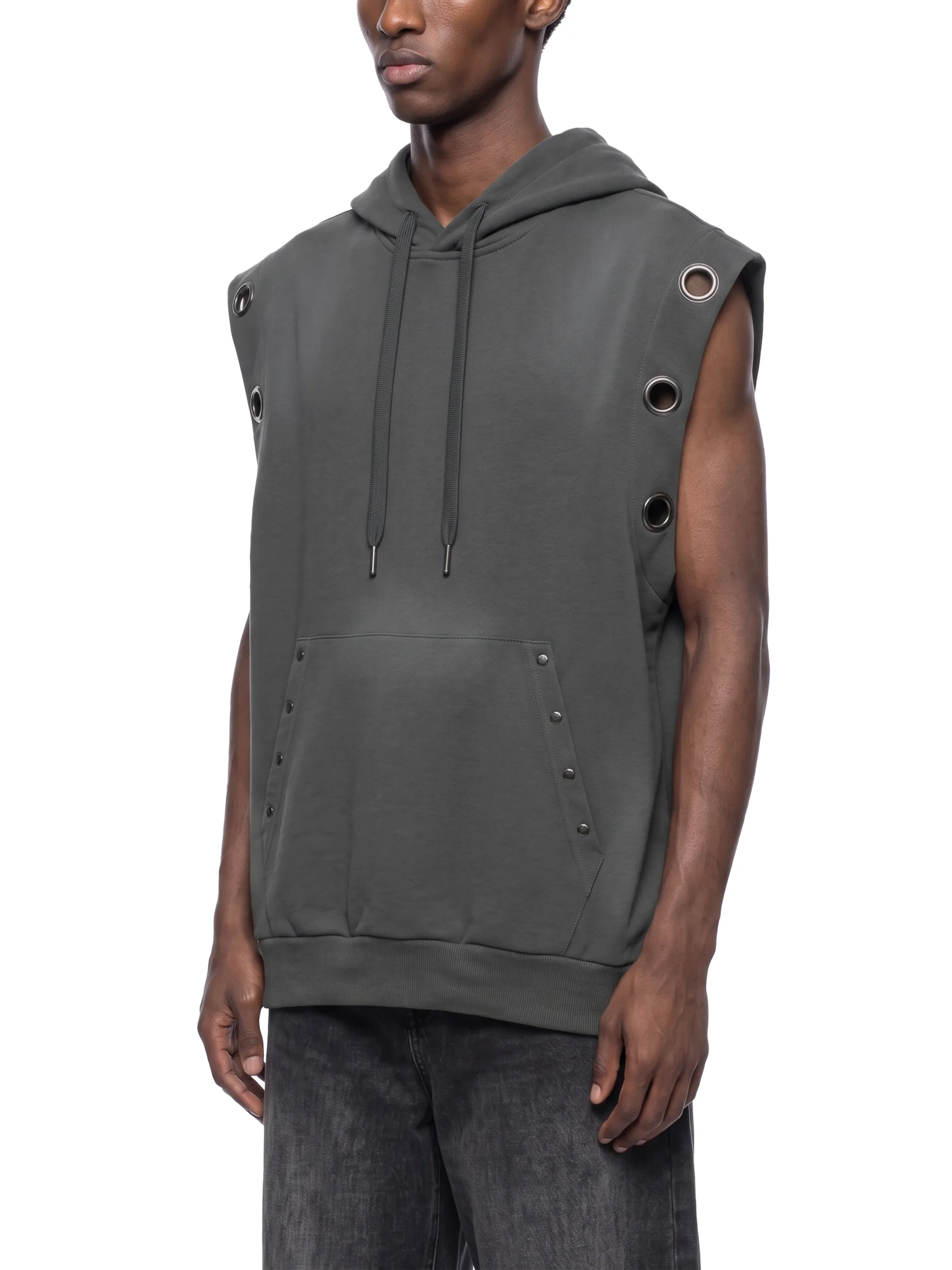 Unisex Vintage Wash Sun Fade Sleeveless Hoodie