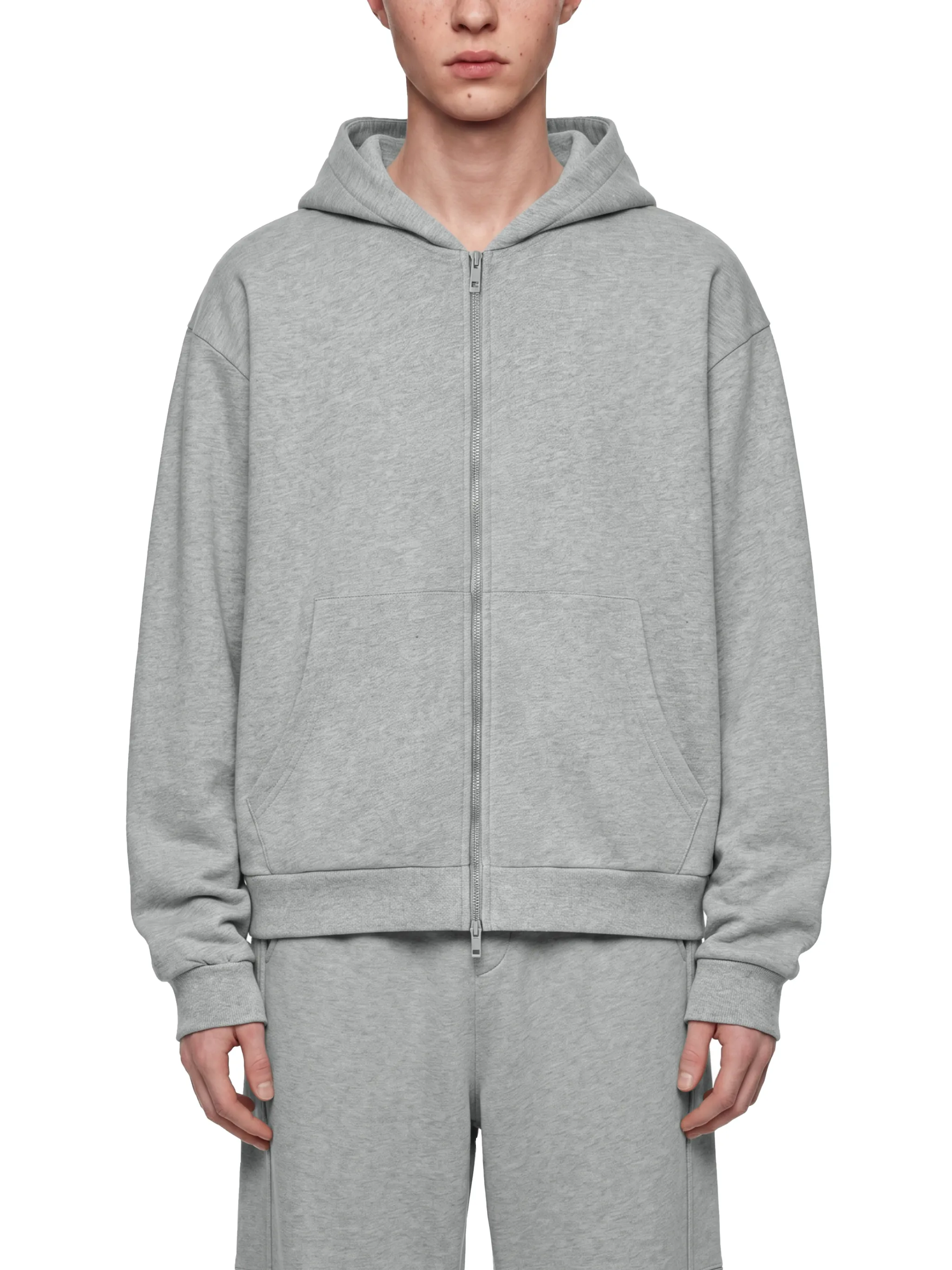 Unisex Drop Shoulder Full Zip Hoodie