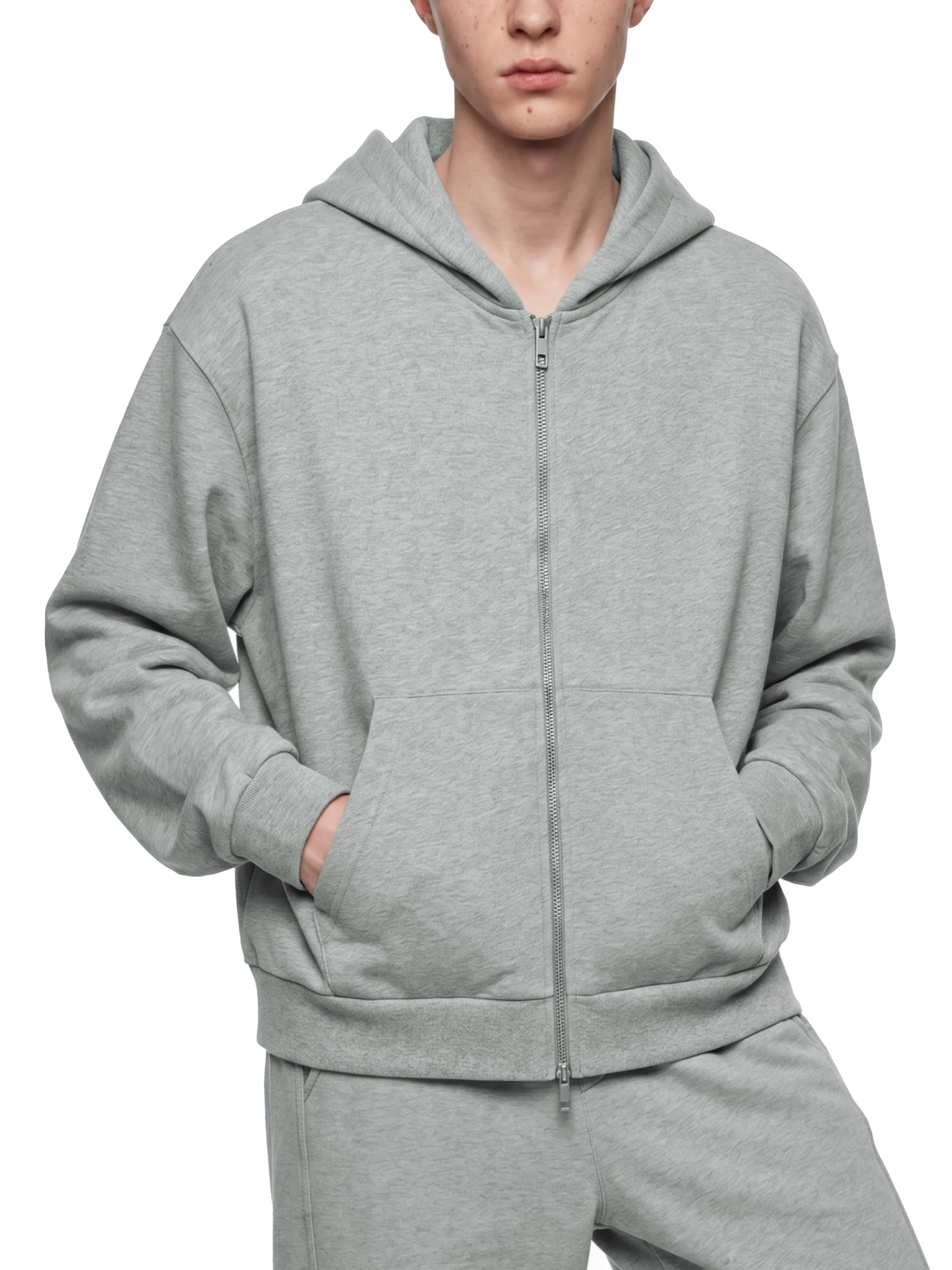 Unisex Drop Shoulder Full Zip Hoodie