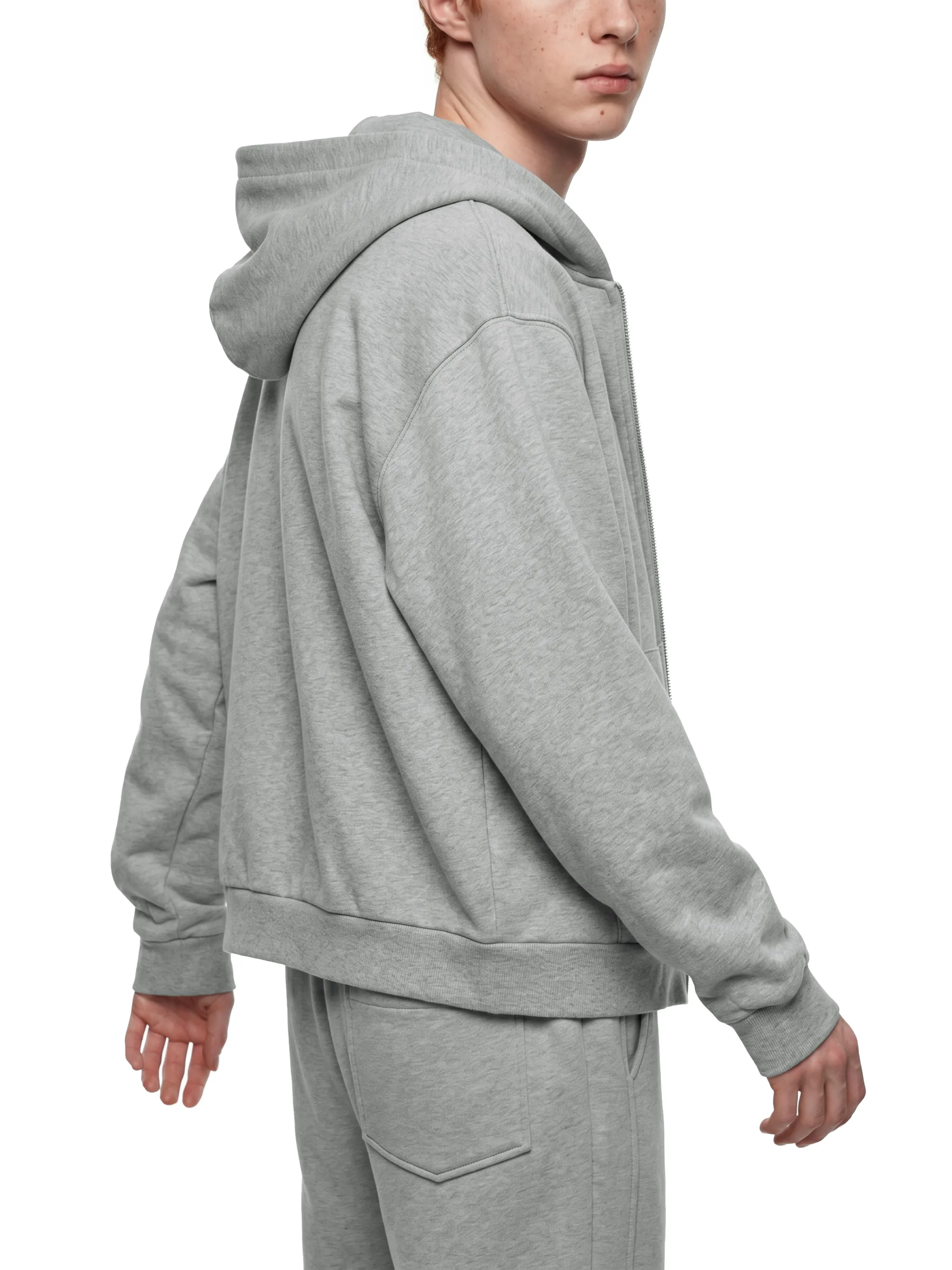 Unisex Drop Shoulder Full Zip Hoodie