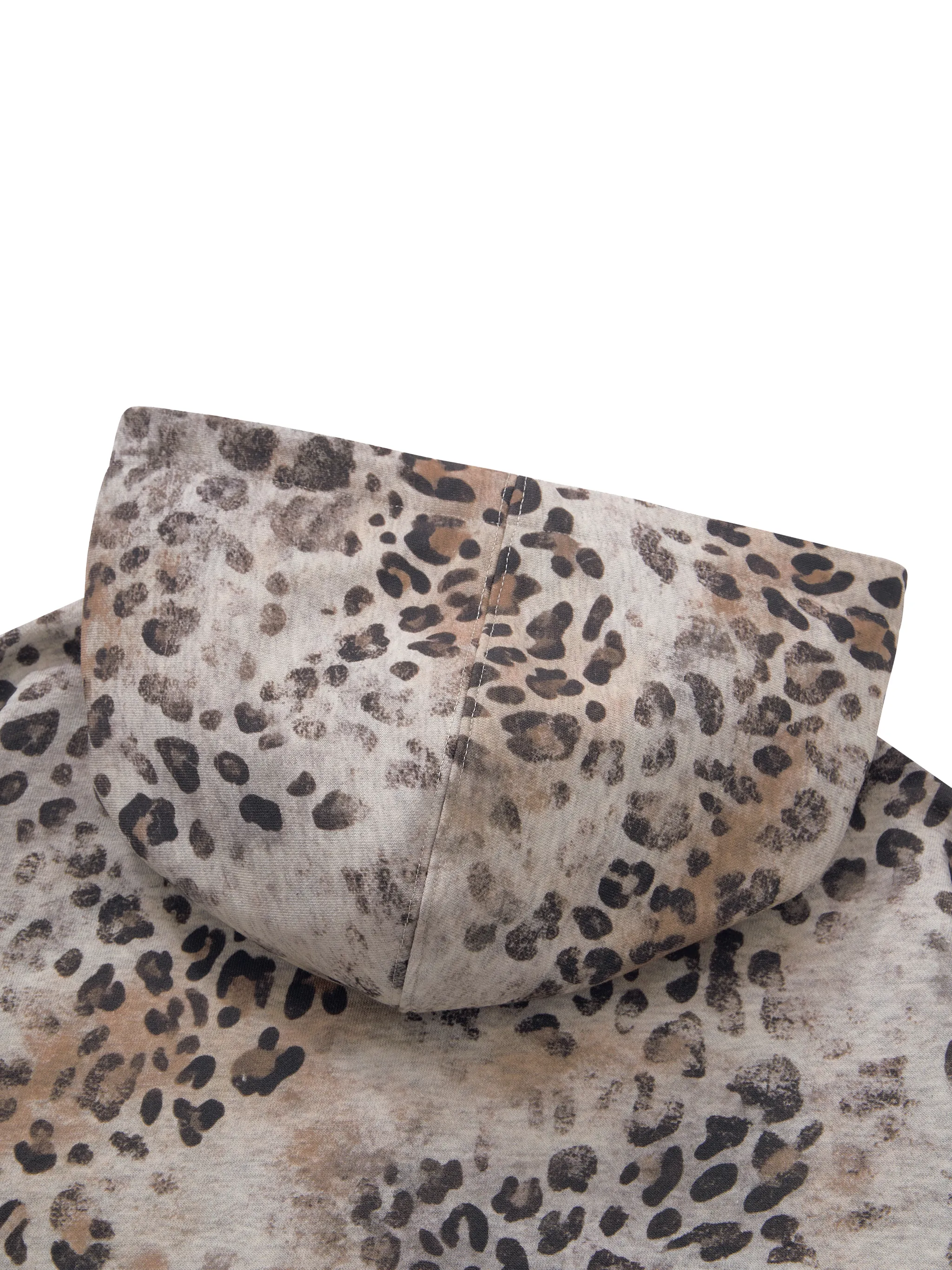Unisex Vintage Wash Leopard Full Zip Hoodie
