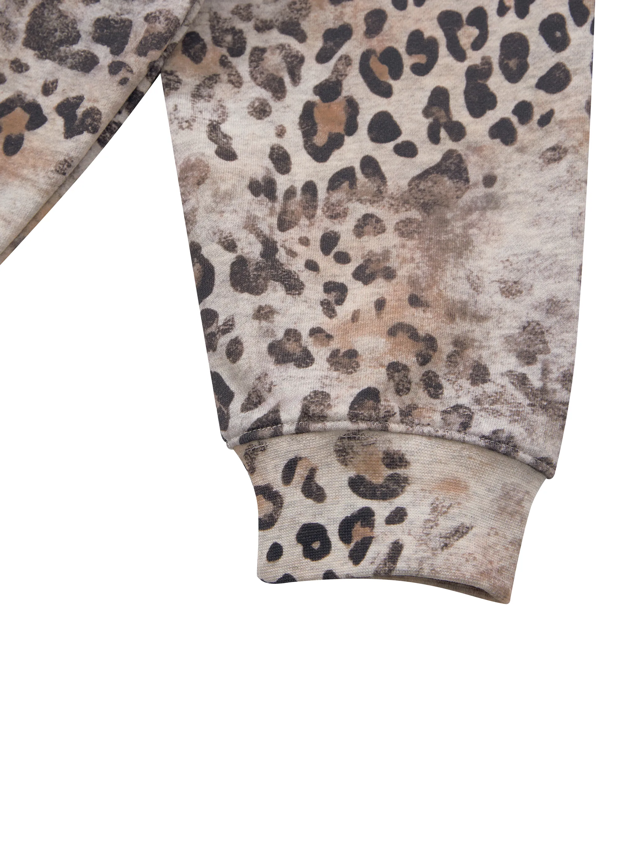 Unisex Vintage Wash Leopard Full Zip Hoodie