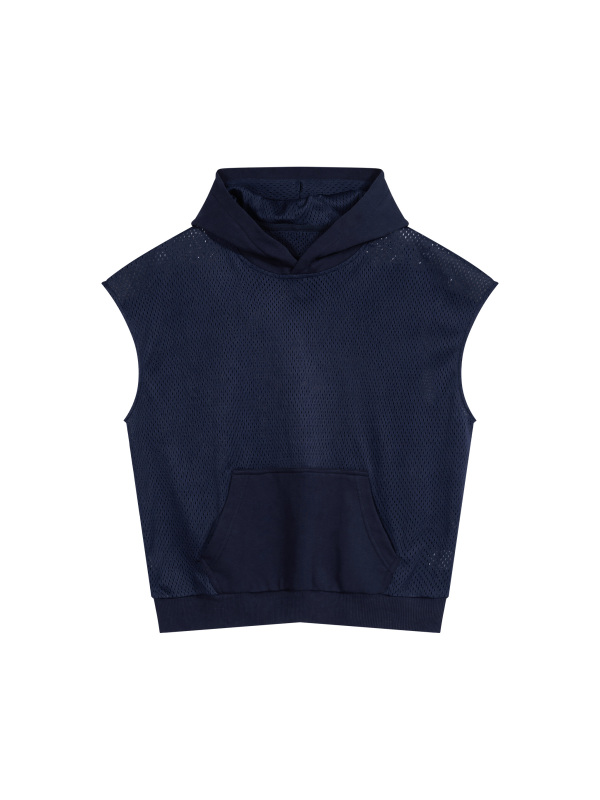 Unisex Panel Mesh Sleeveless Hoodie