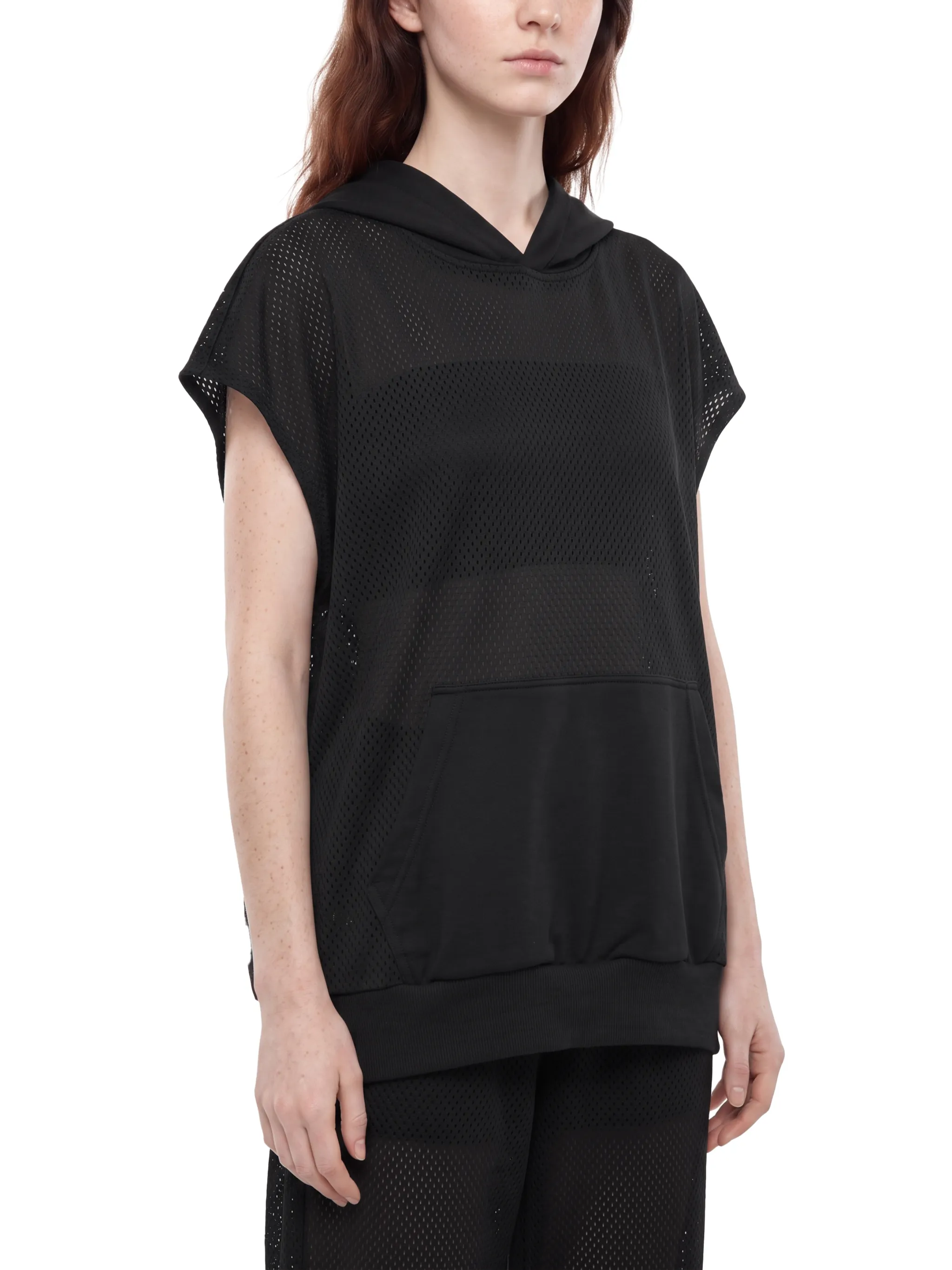 Unisex Panel Mesh Sleeveless Hoodie