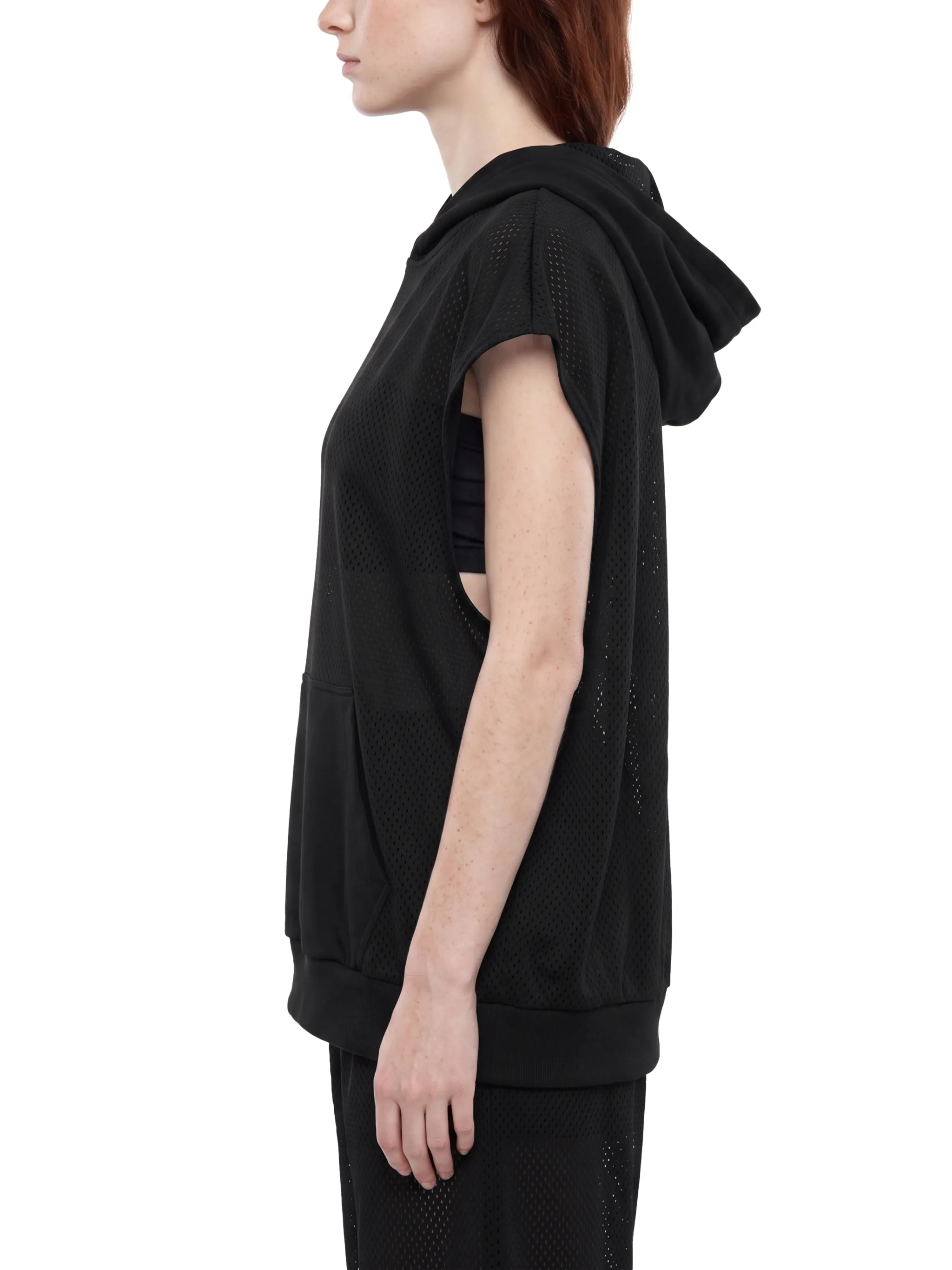 Unisex Panel Mesh Sleeveless Hoodie