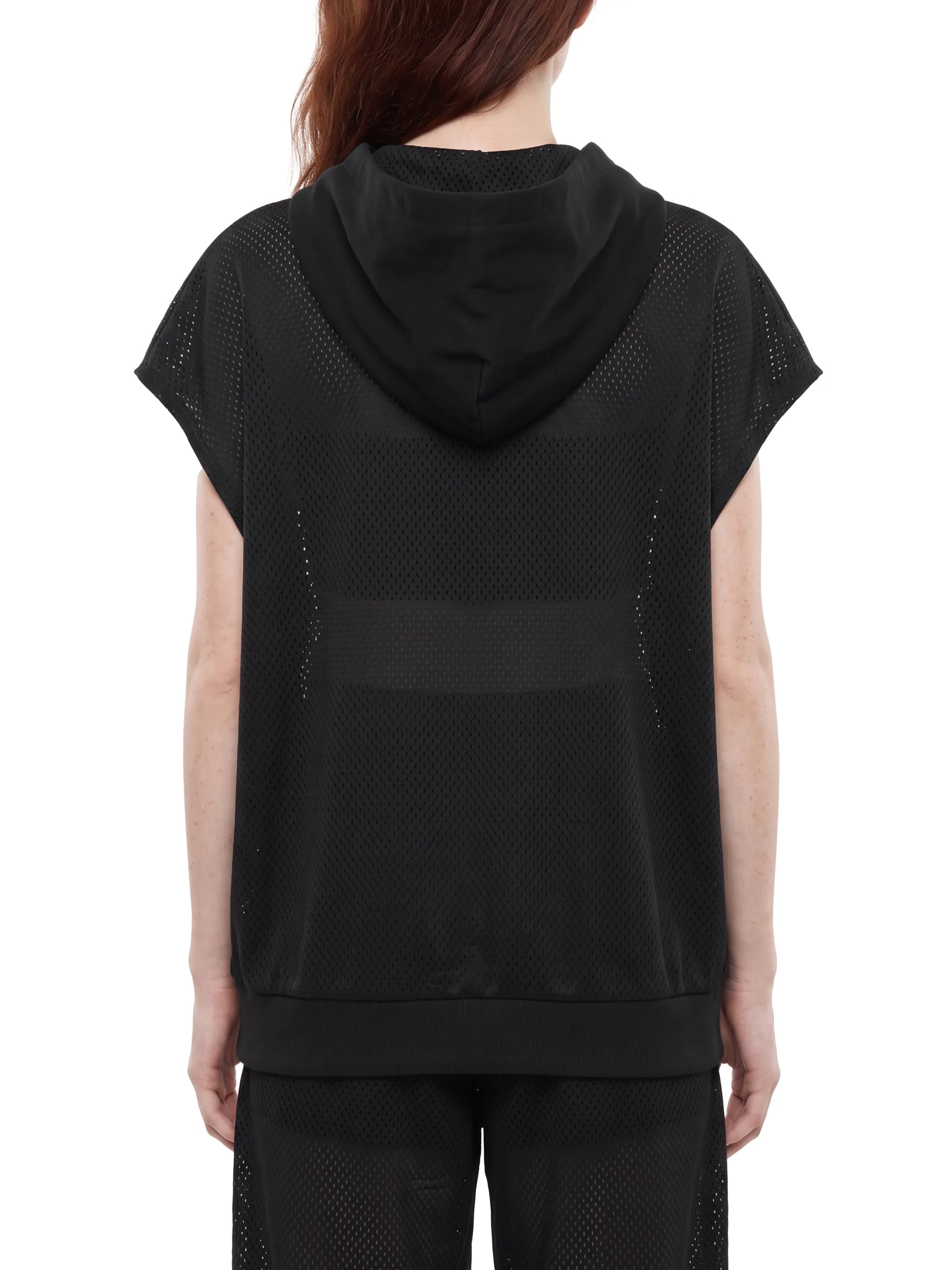 Unisex Panel Mesh Sleeveless Hoodie
