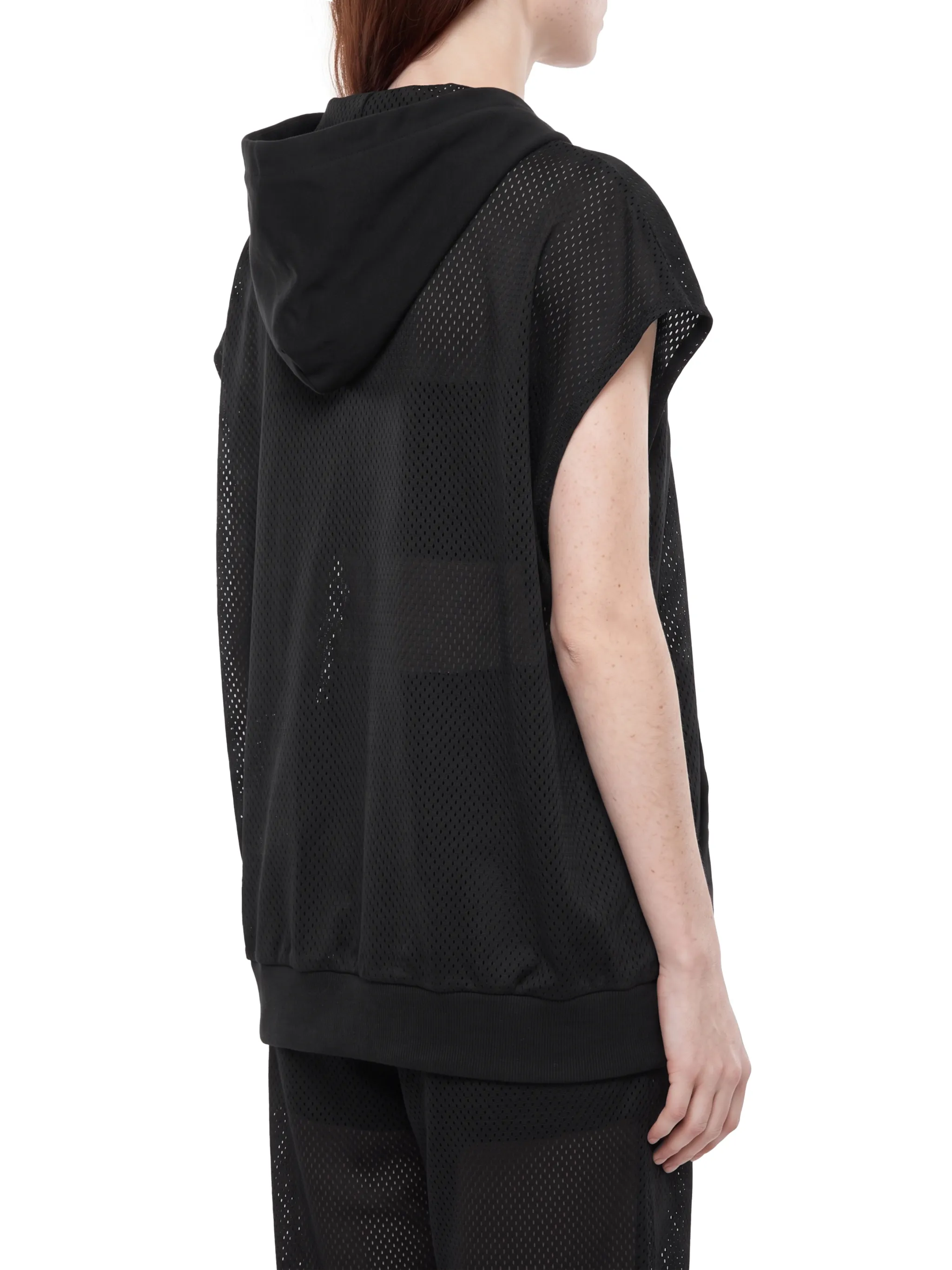 Unisex Panel Mesh Sleeveless Hoodie