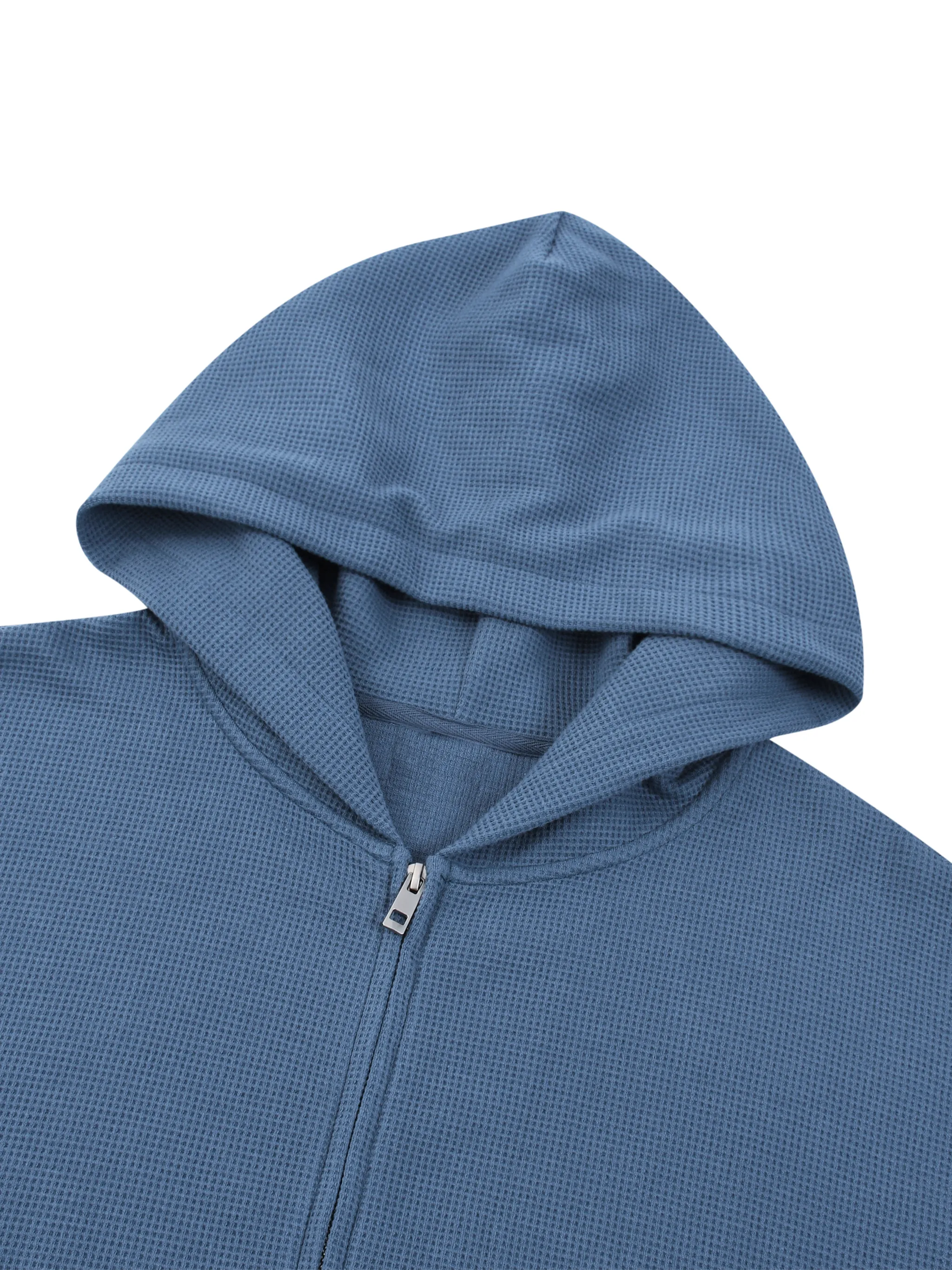 Unisex Waffle Boxy Full Zip Hoodie