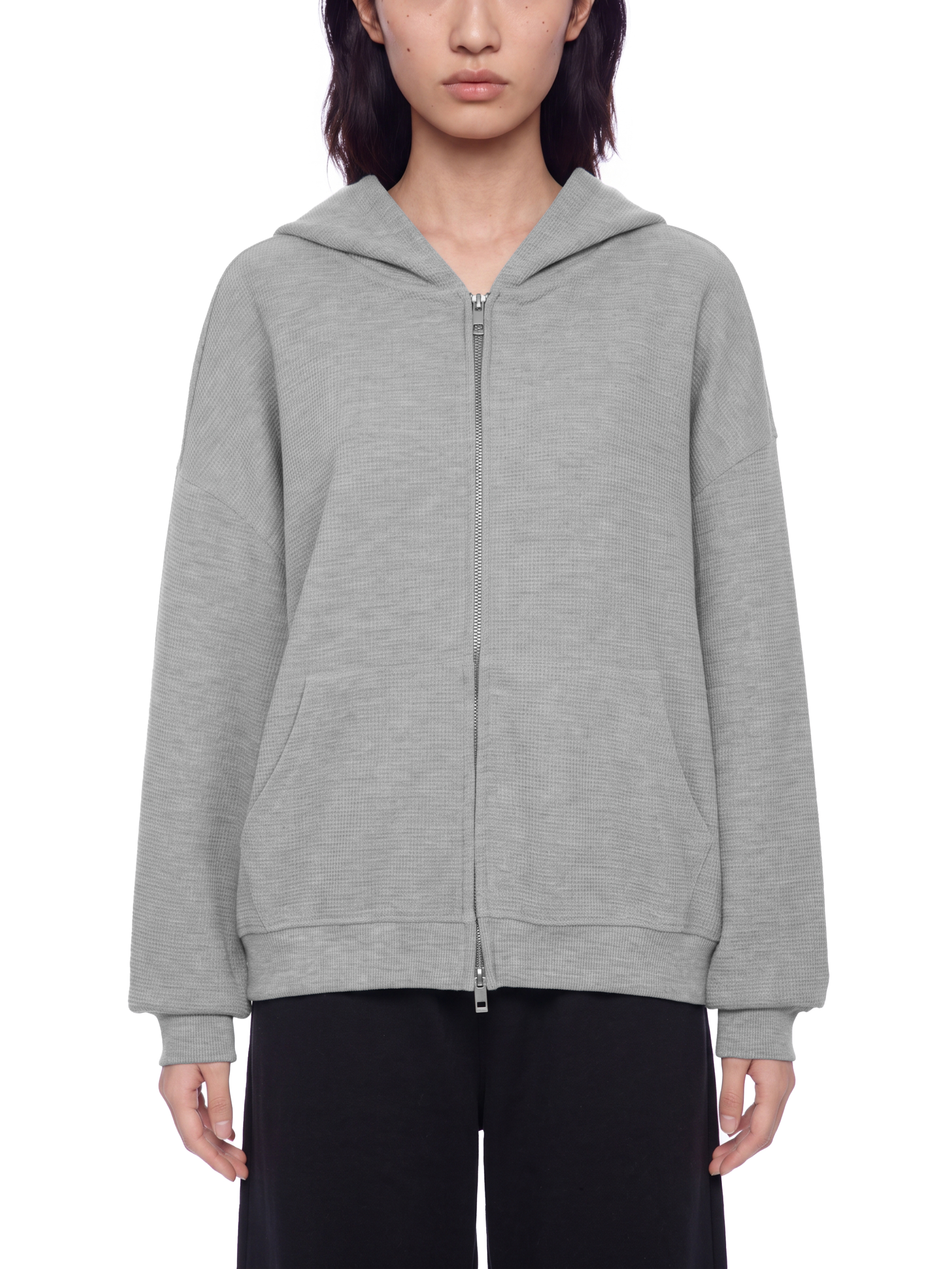 Unisex Waffle Boxy Full Zip Hoodie #UT0193 | TAPSTITCH