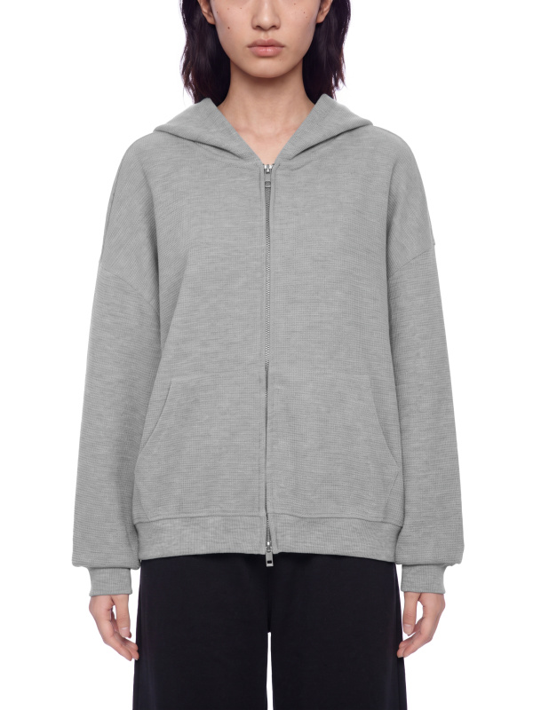 Unisex Waffle Boxy Full Zip Hoodie