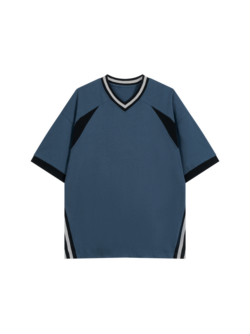 Unisex Color Block V-Neck T-Shirt - Main Image