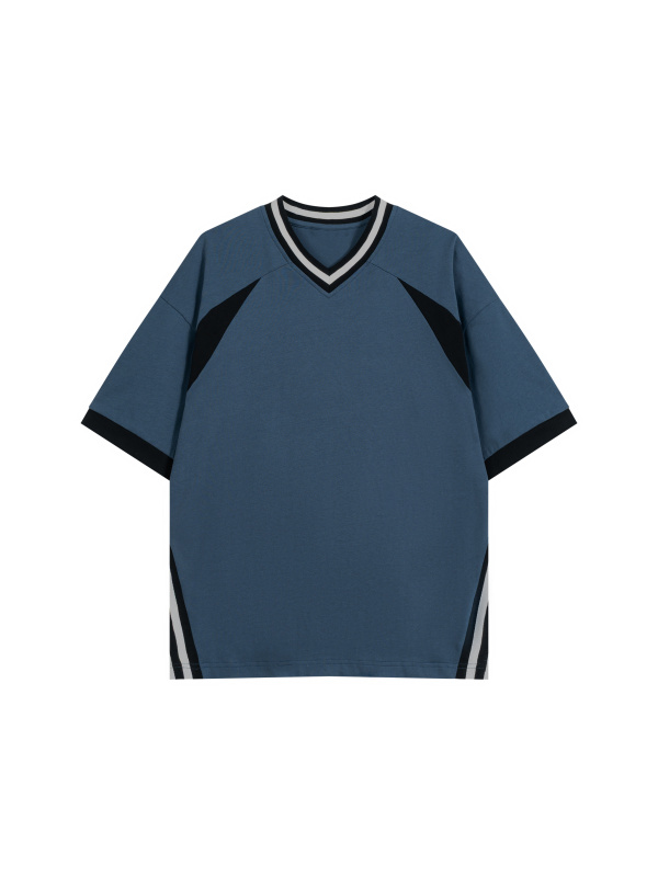 Unisex Color Block V-Neck T-Shirt