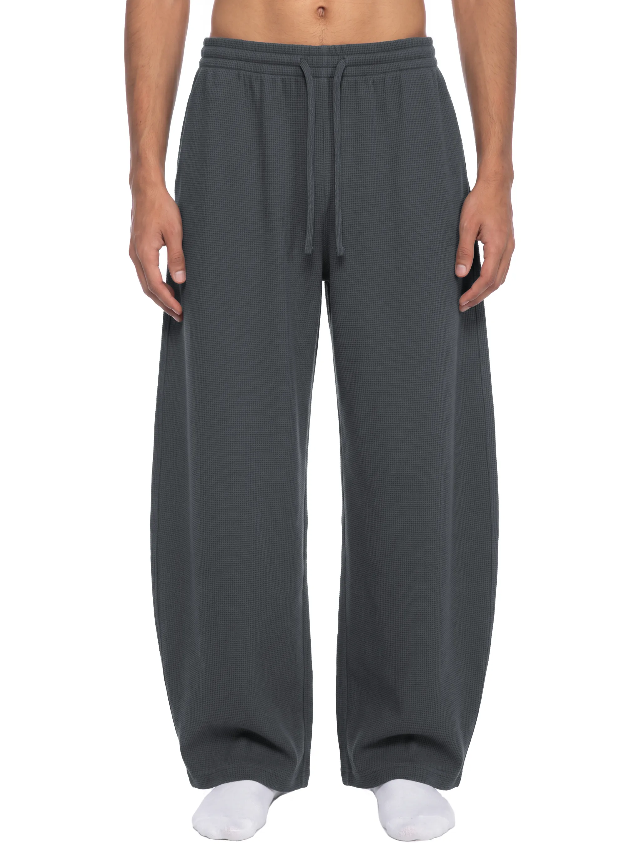 Unisex Waffle Barrel Leg Pants