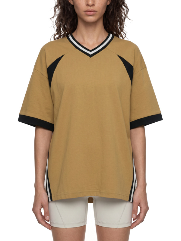 Unisex Color Block V-Neck T-Shirt