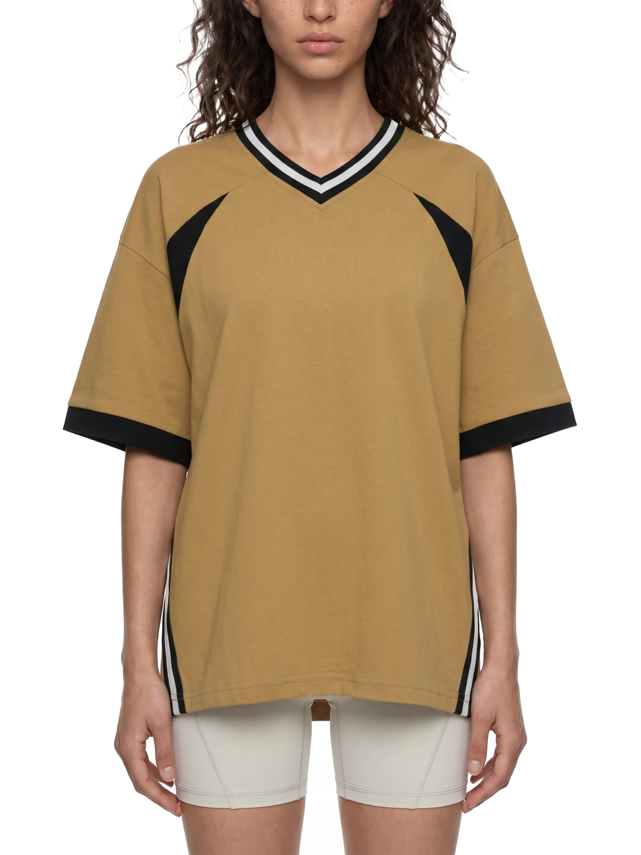 Unisex Color Block V-Neck T-Shirt