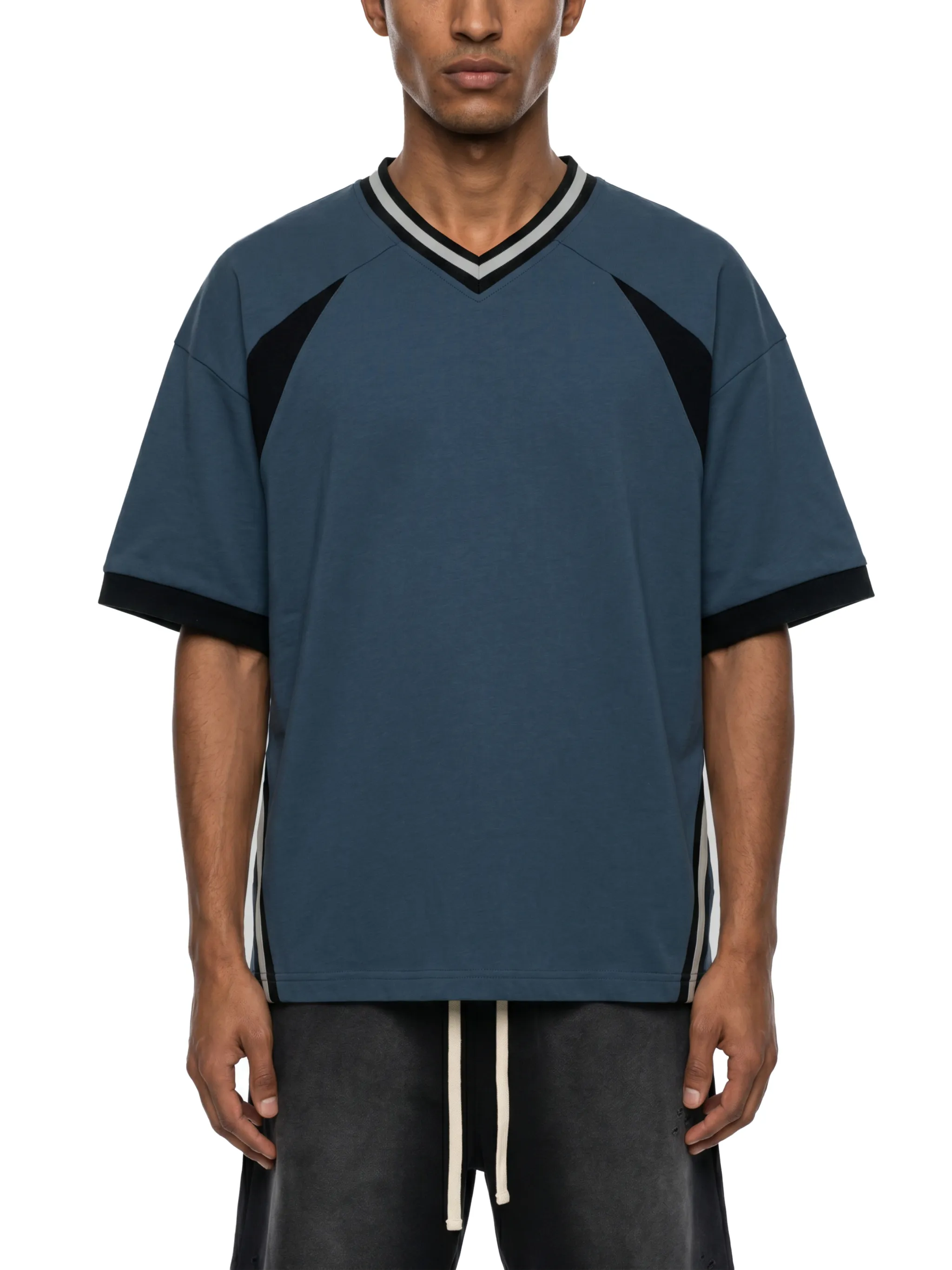 Unisex Color Block V-Neck T-Shirt