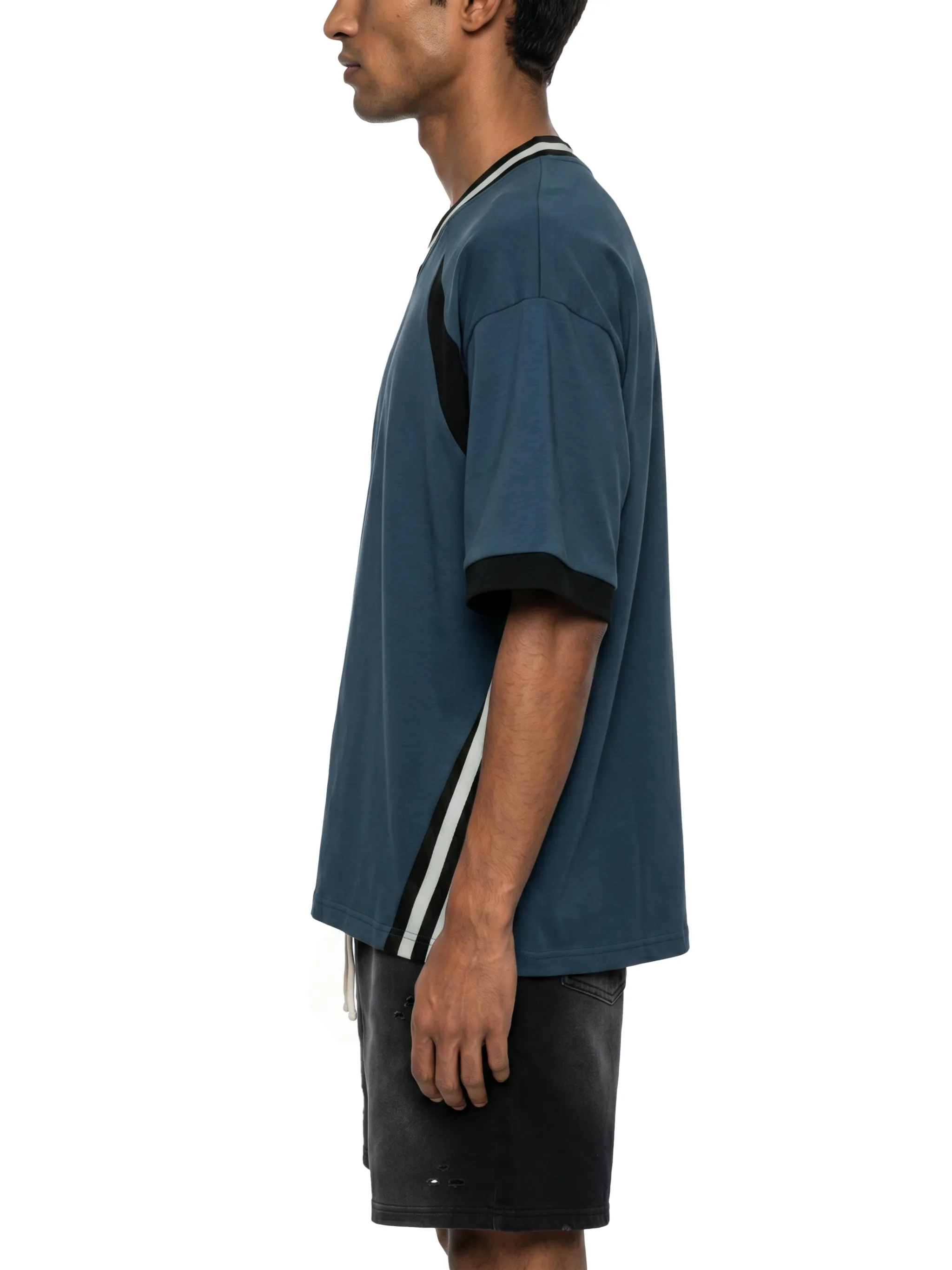 Unisex Color Block V-Neck T-Shirt