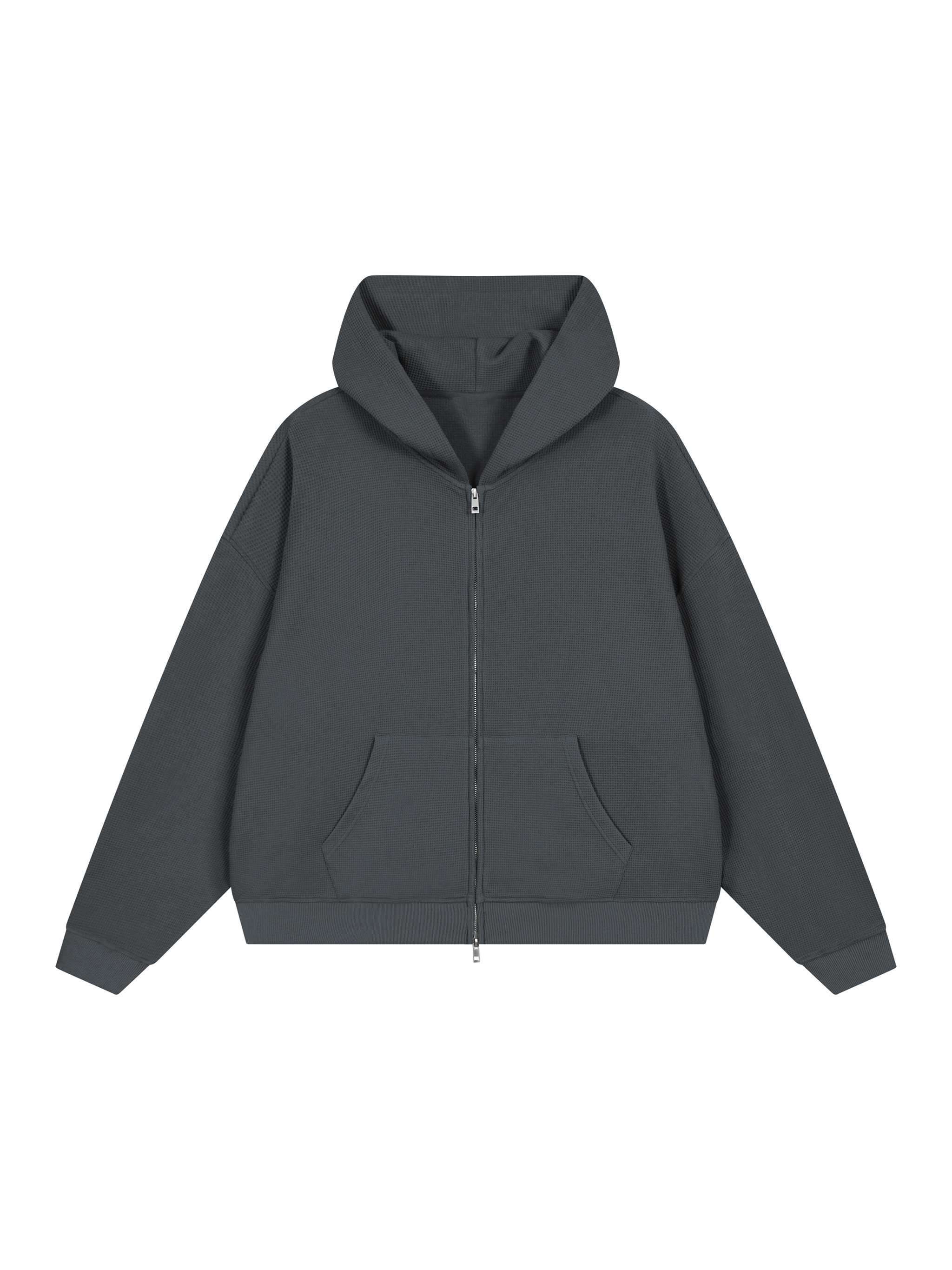 Unisex Waffle Boxy Full Zip Hoodie #UT0193 | TAPSTITCH