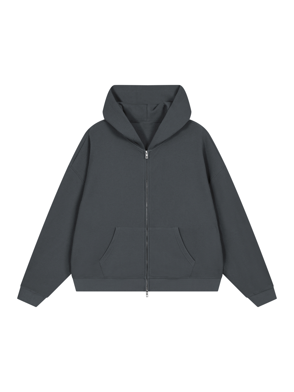 Unisex Waffle Boxy Full Zip Hoodie - Main Image