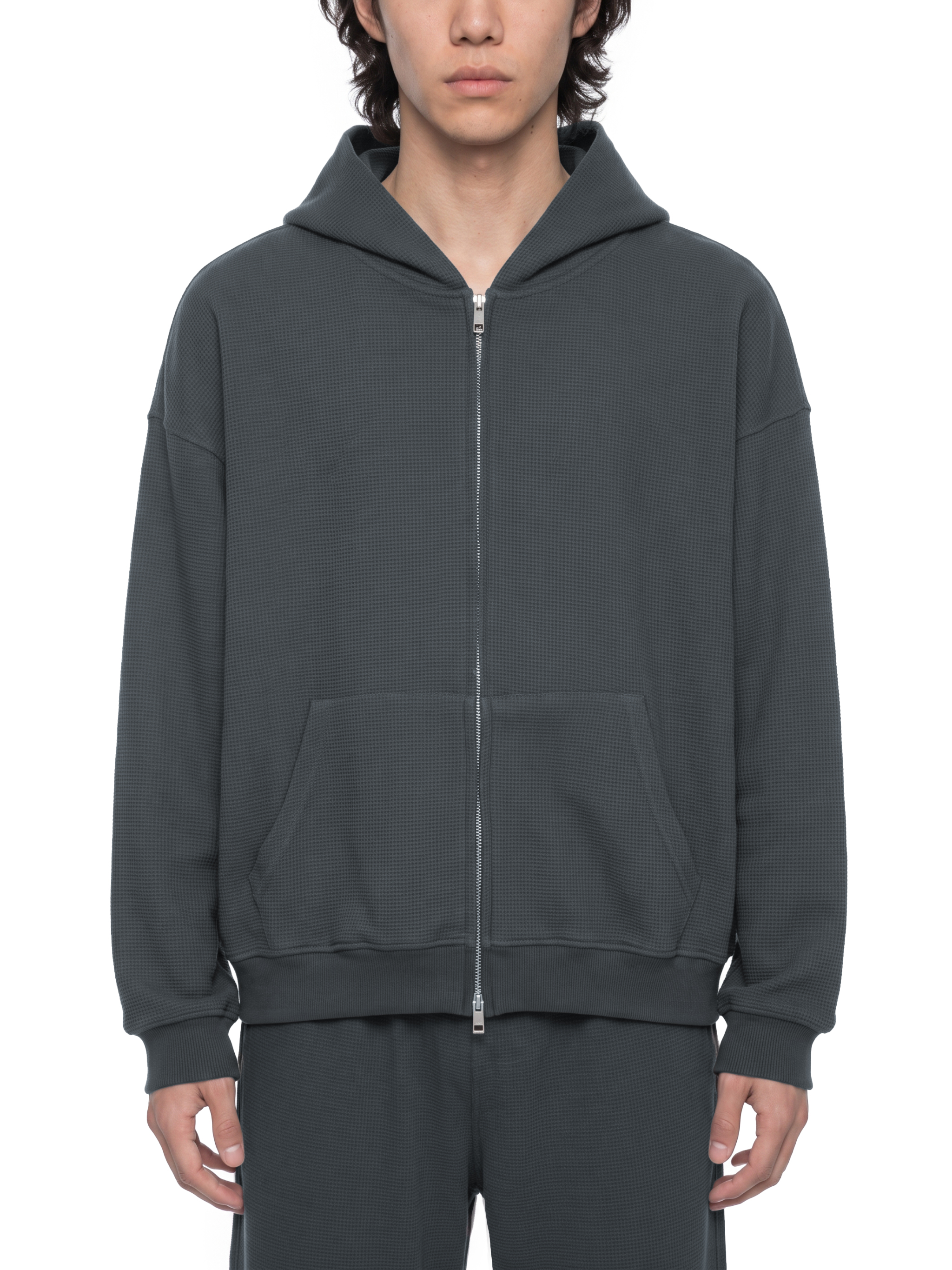 Unisex Waffle Boxy Full Zip Hoodie #UT0193 | TAPSTITCH