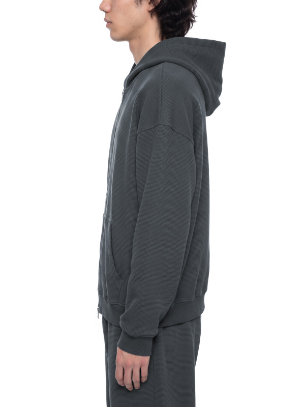 Unisex Waffle Boxy Full Zip Hoodie