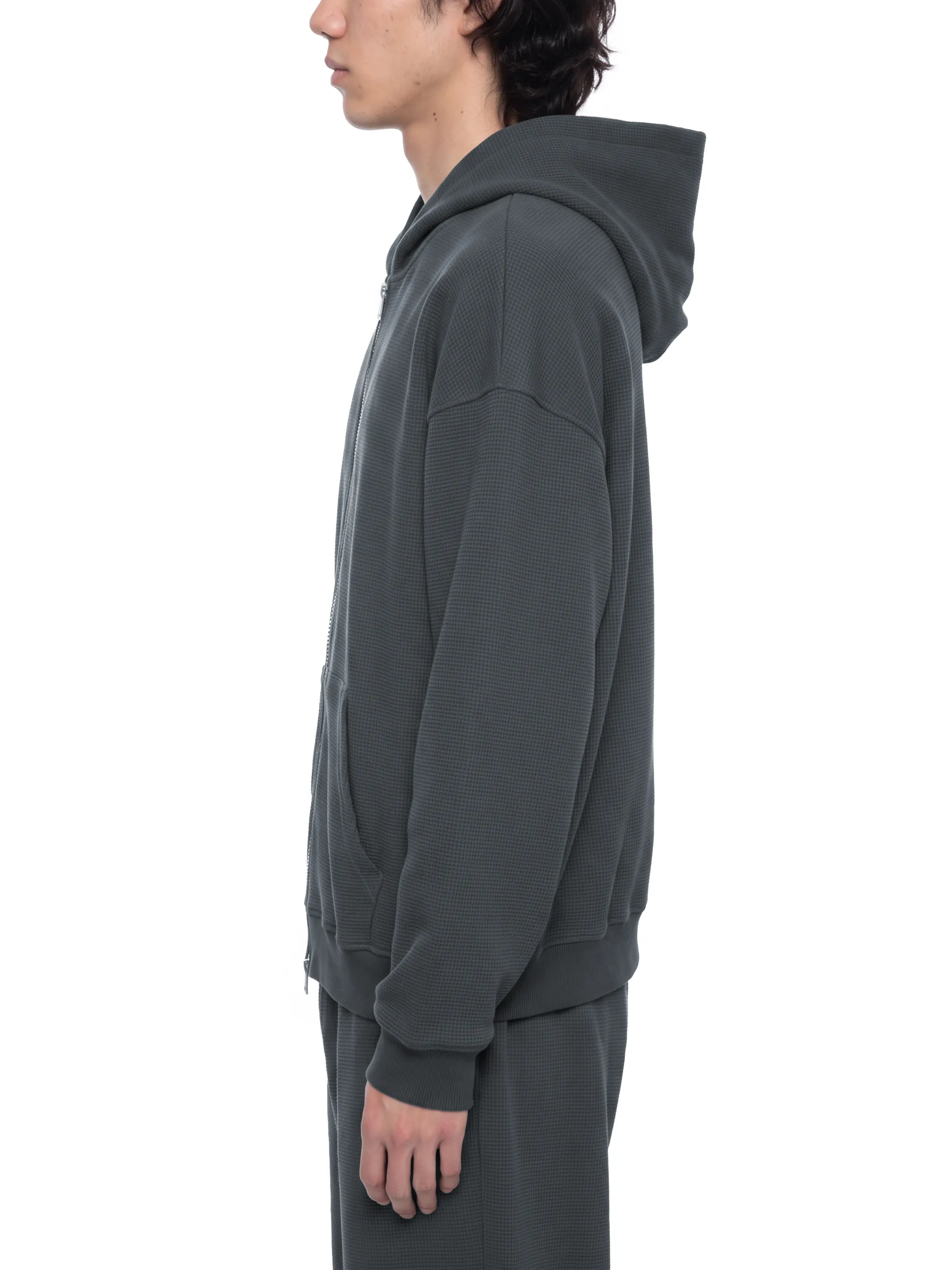 Unisex Waffle Boxy Full Zip Hoodie
