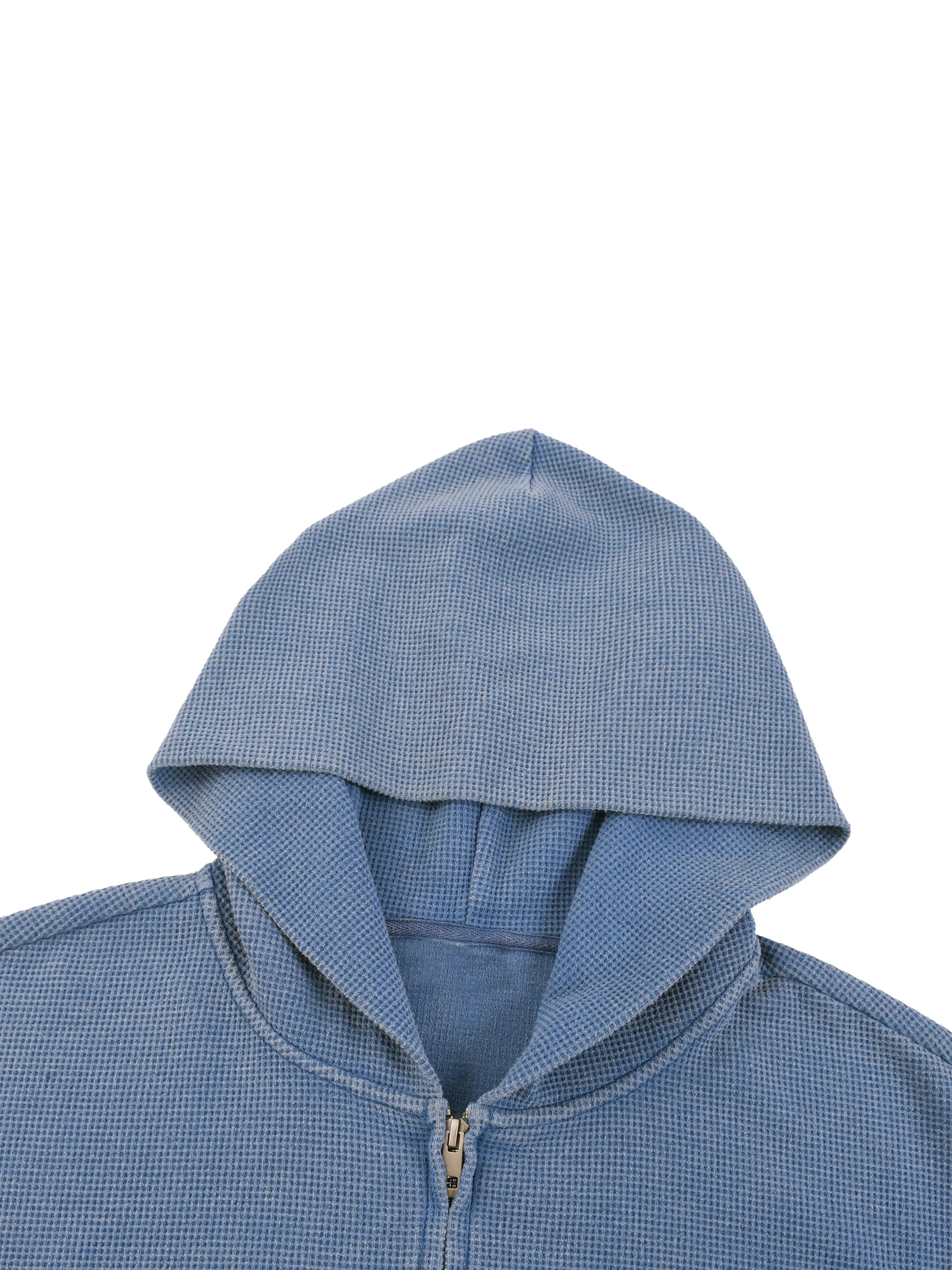 Unisex Vintage Wash Boxy Waffle Full Zip Hoodie