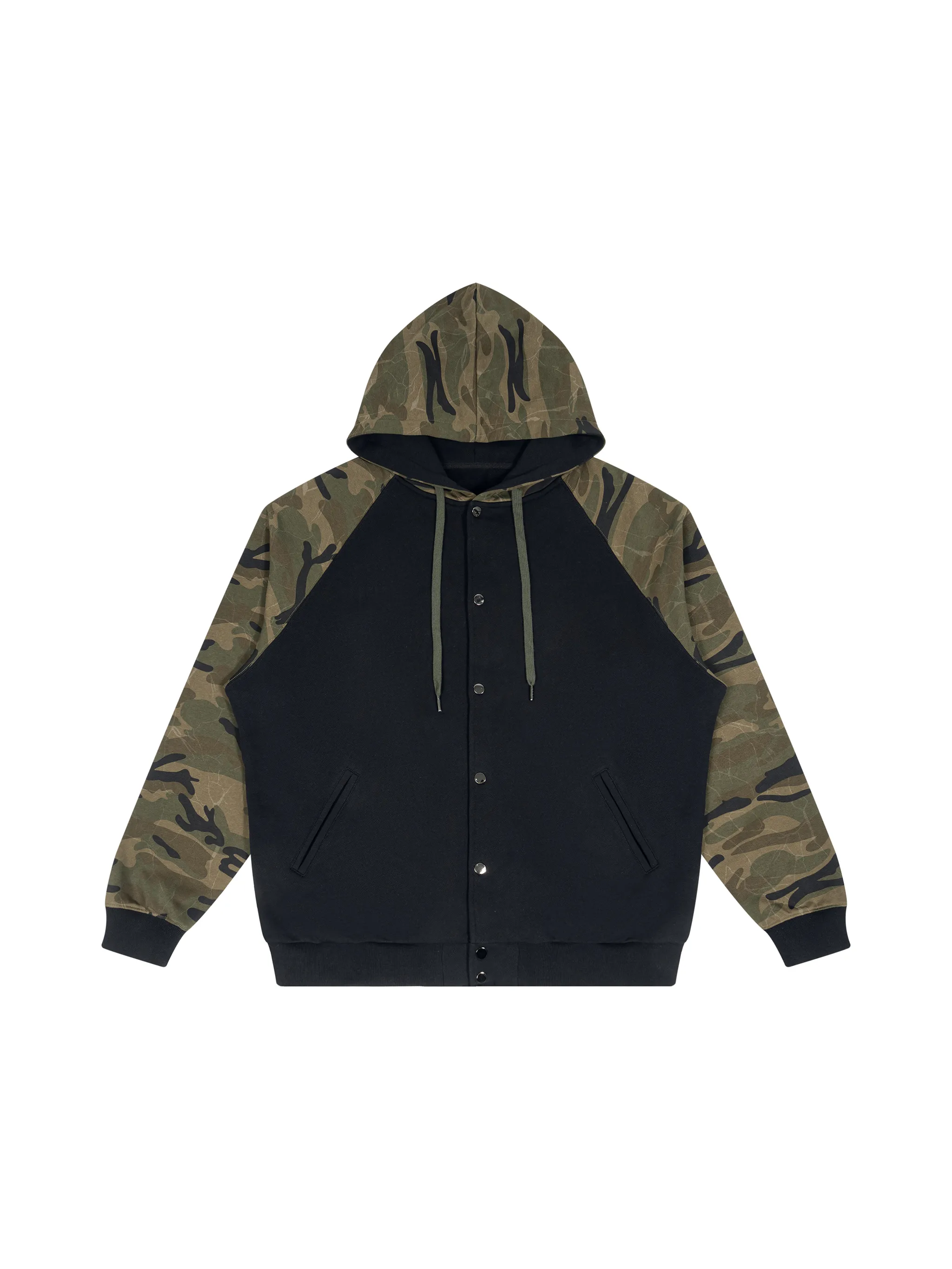 Unisex Camo-Splice Raglan Zip Hoodie - Main Image