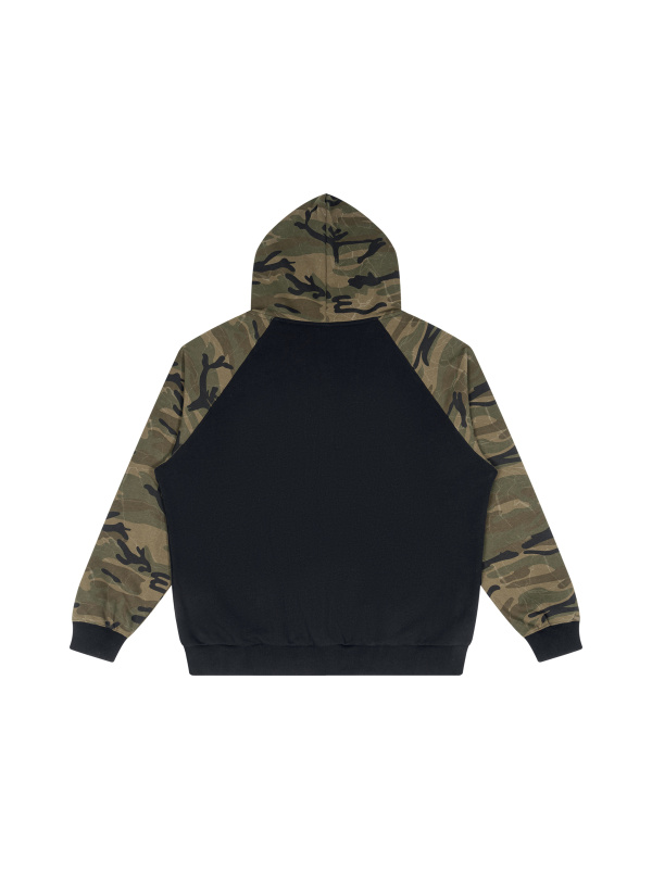 Unisex Camo-Splice Raglan Zip Hoodie