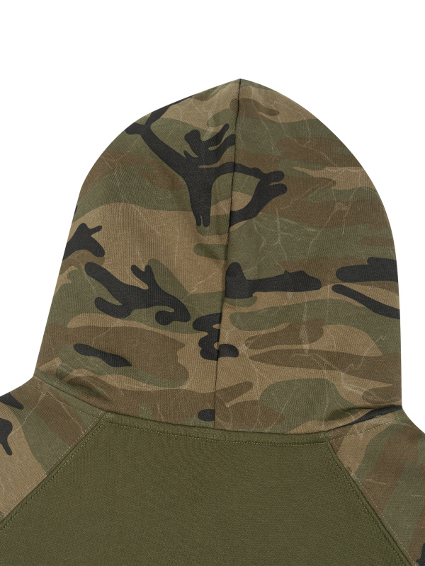 Unisex Camo-Splice Raglan Zip Hoodie