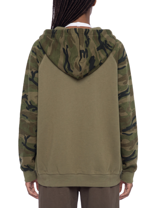 Unisex Camo-Splice Raglan Zip Hoodie
