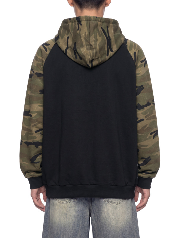 Unisex Camo-Splice Raglan Zip Hoodie