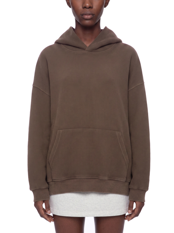 Unisex Vintage Wash Waffle Boxy Hoodie