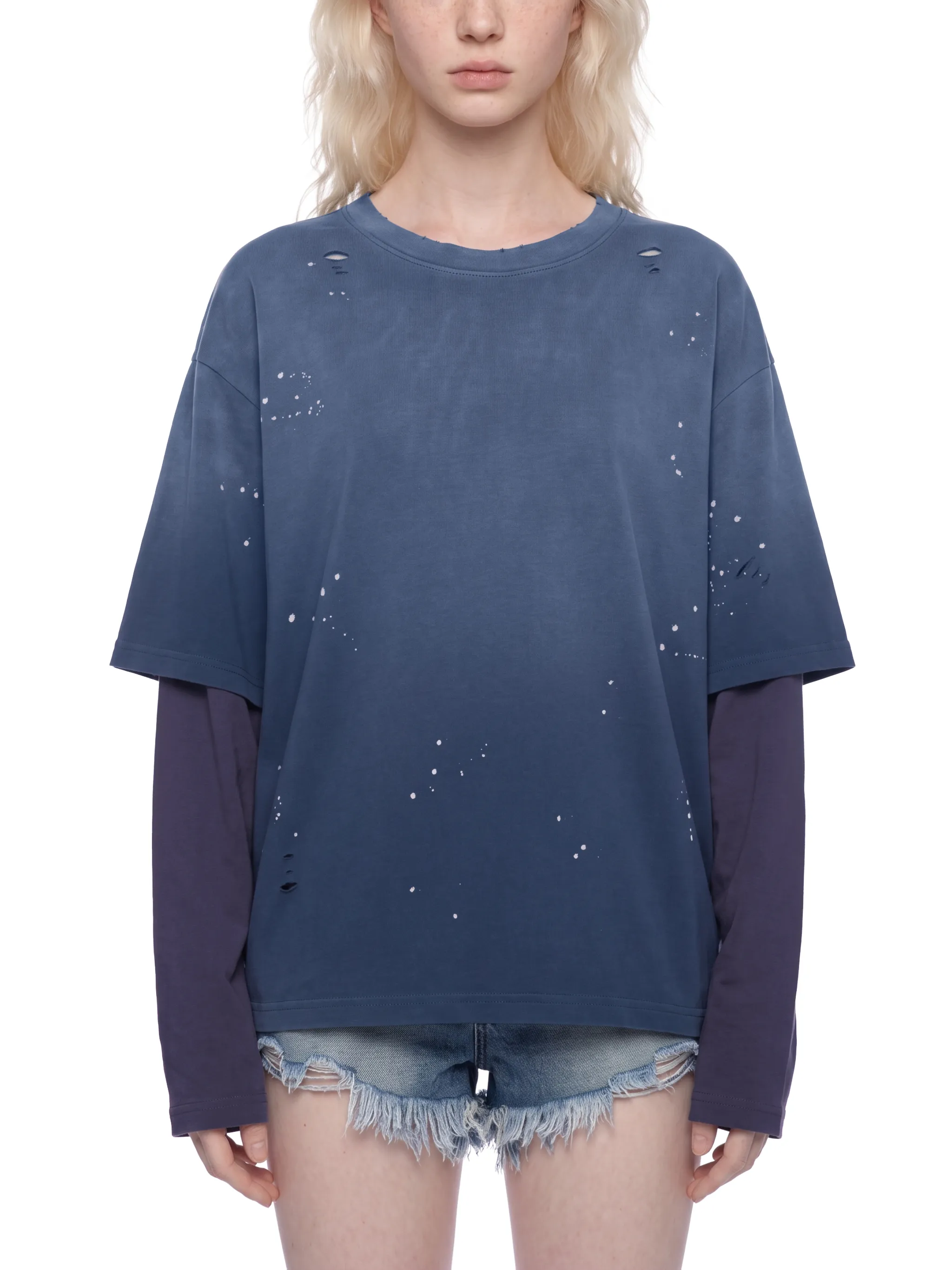 Unisex Vintage Wash Distressed Layer T-Shirt