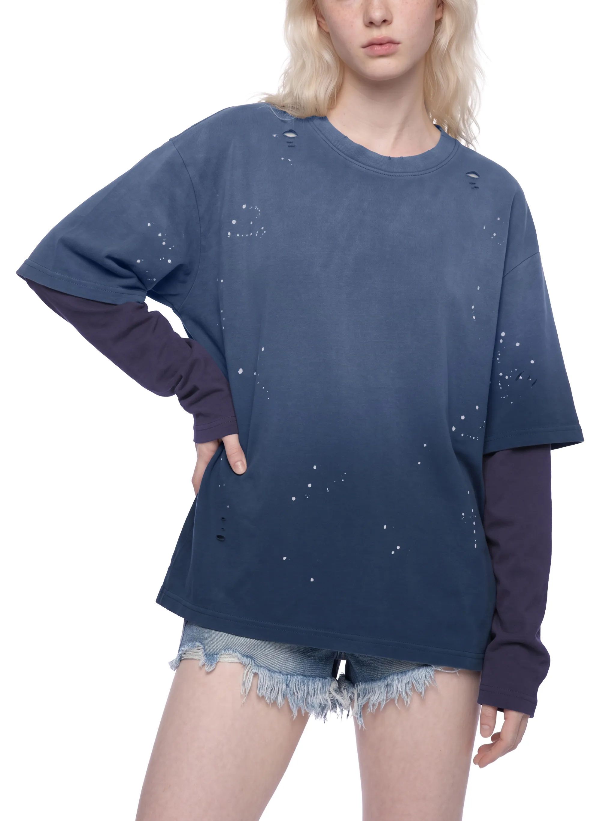 Unisex Vintage Wash Distressed Layer T-Shirt