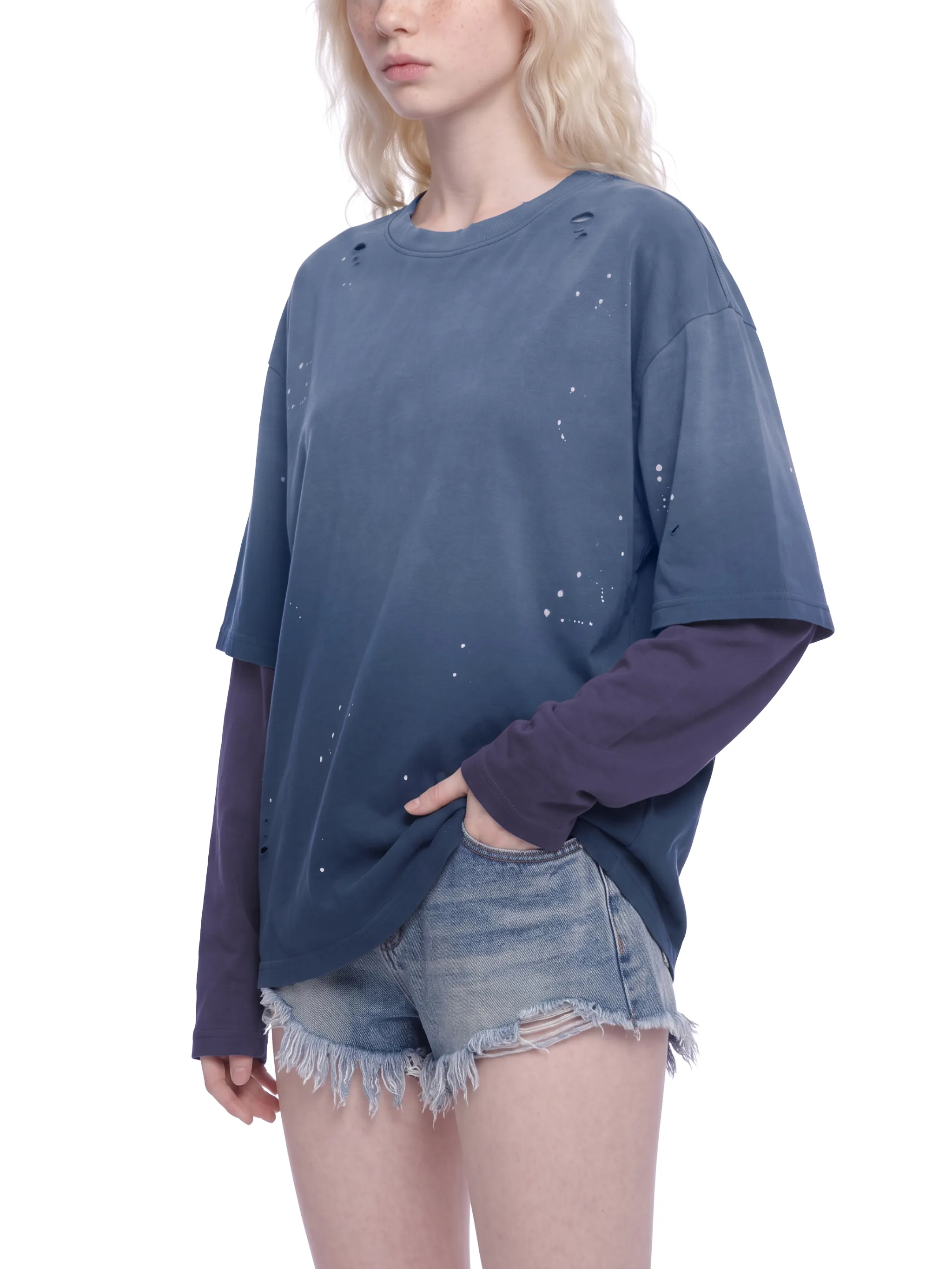 Unisex Vintage Wash Distressed Layer T-Shirt