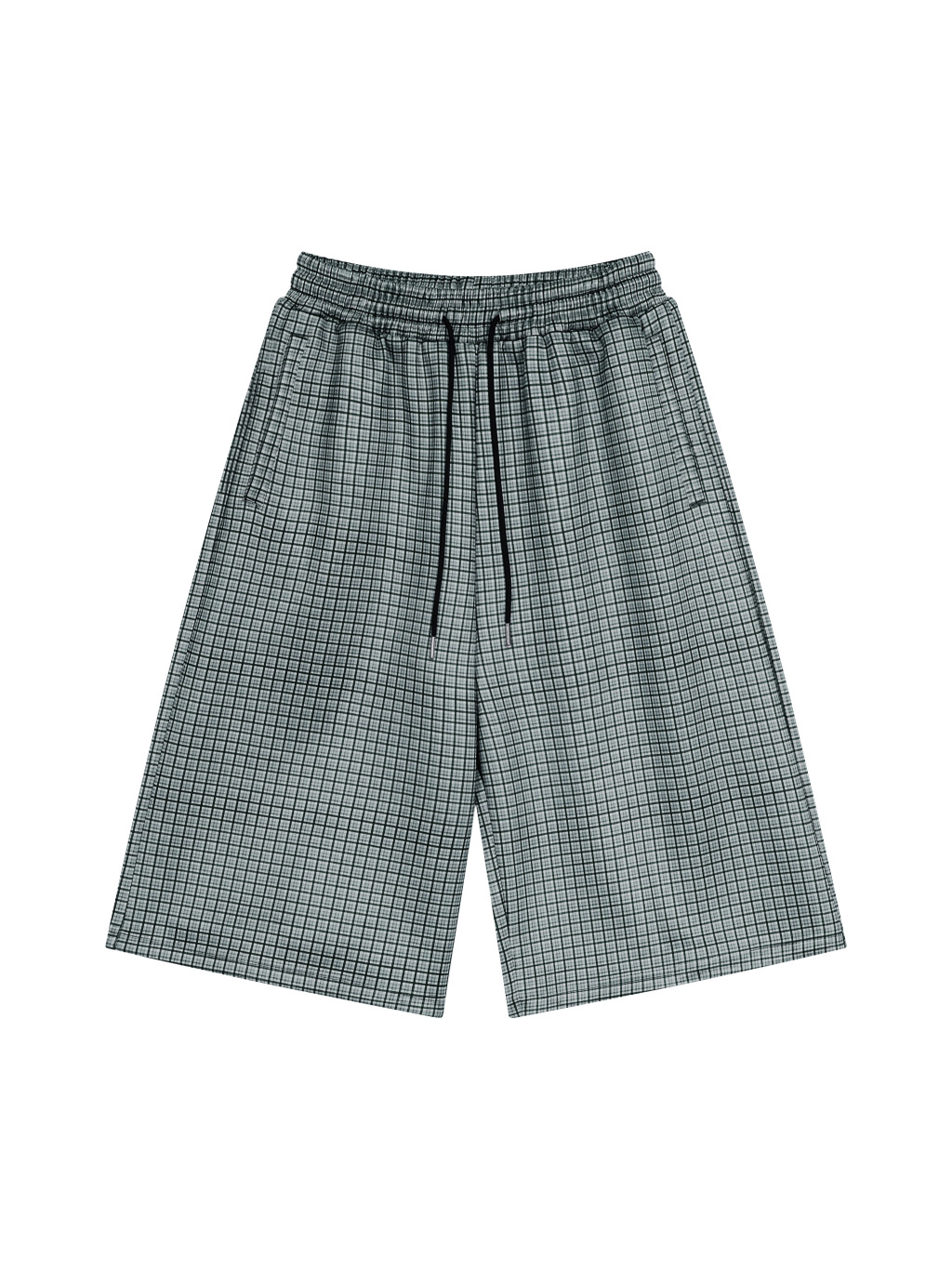 Unisex Plaid Drawstring Shorts - Main Image