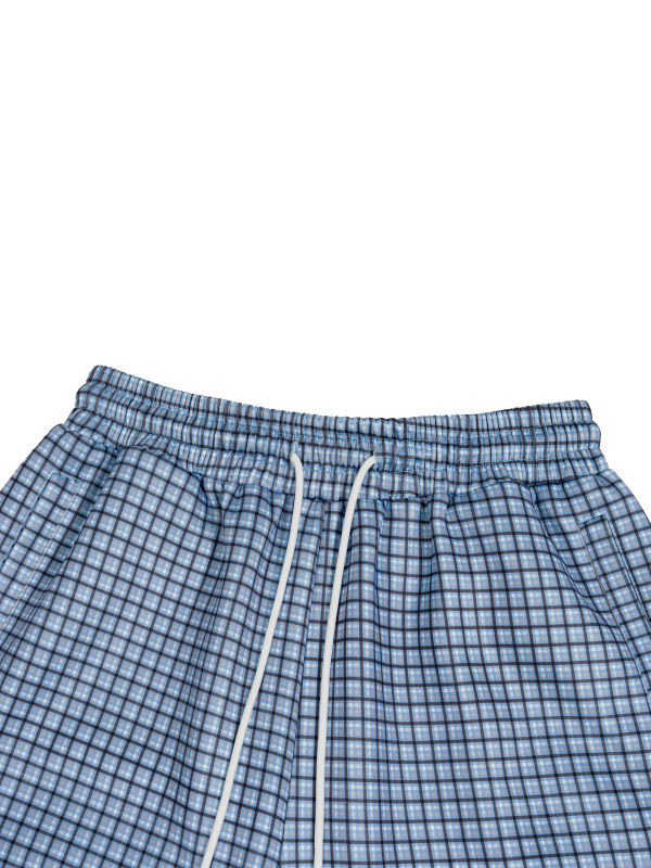 Unisex Plaid Drawstring Shorts