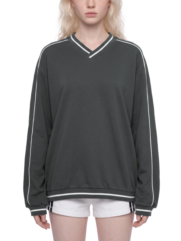 Unisex Color Block V-Neck Sweatshirt