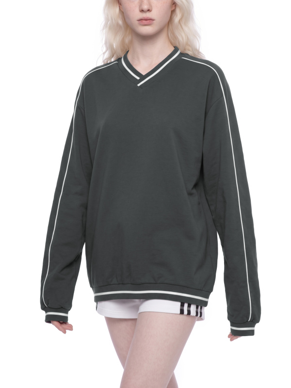 Unisex Color Block V-Neck Sweatshirt