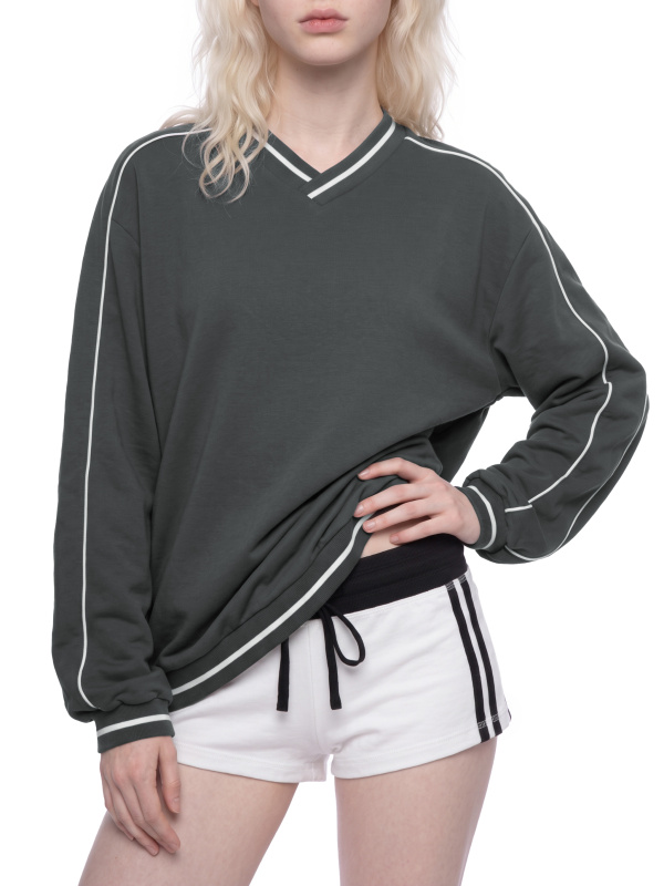Unisex Color Block V-Neck Sweatshirt
